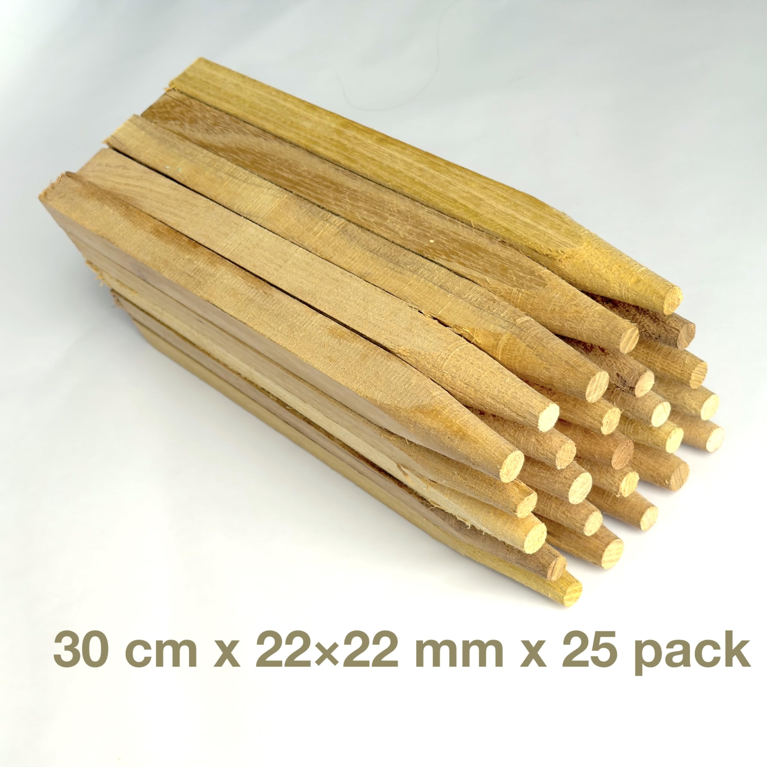 Piquets de jardin en bois d'acacia 30 cm - Lot de 25 supports de plantes en bois naturel pour jardinage extérieur