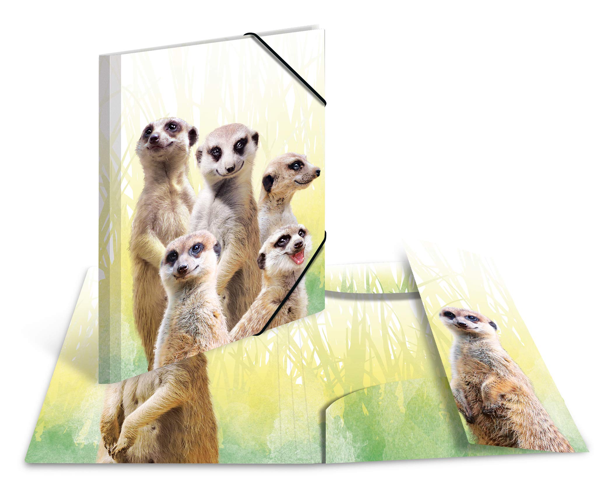 HERMA Sammelmappen A3 Tiermotive Set, 10 Stück, Kinder Eckspanner-Mappen aus Kunststoff mit Tier Motiv, Gummizug, Innenklappen und Innendruck für Jungen und Mädchen