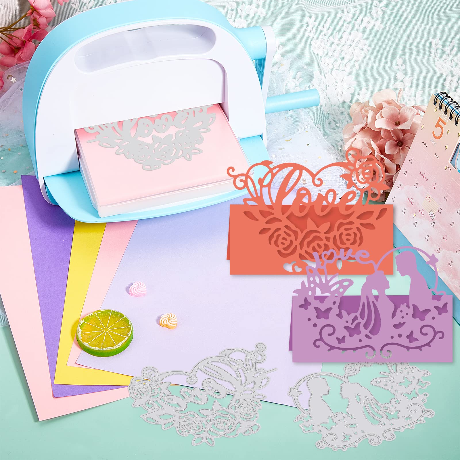 Matrices De Découpe Mariage Couple – 16 Pochoirs Métal Cœur, Amour, Rose Pour Scrapbooking Et Cartes