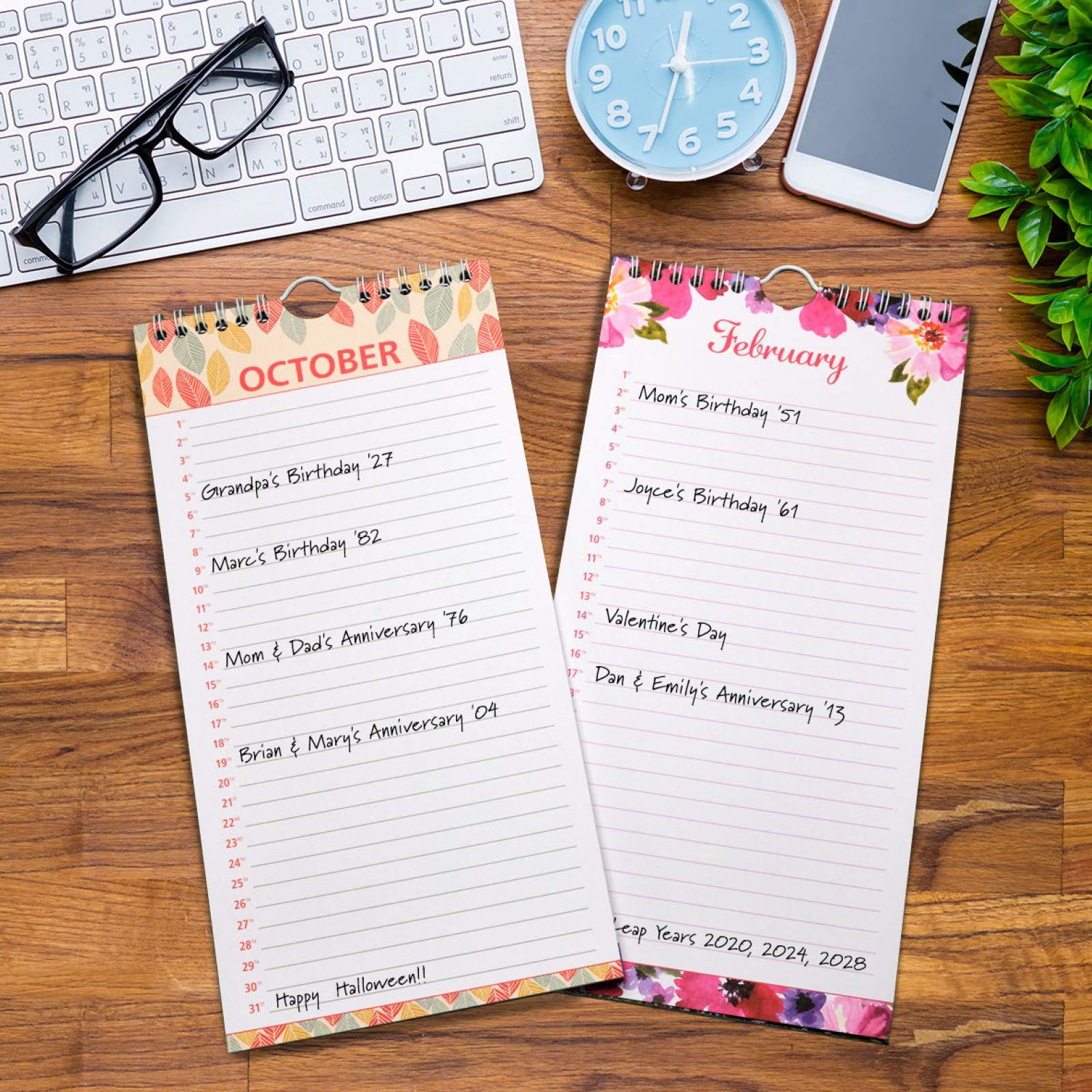 Perpetual Calendar: Spiral Organizer for Birthdays, Anniversaries, Important Dates and Monthly Remembrances. Wall Hanging Notebook Journal (Pack of 2) - Image 5