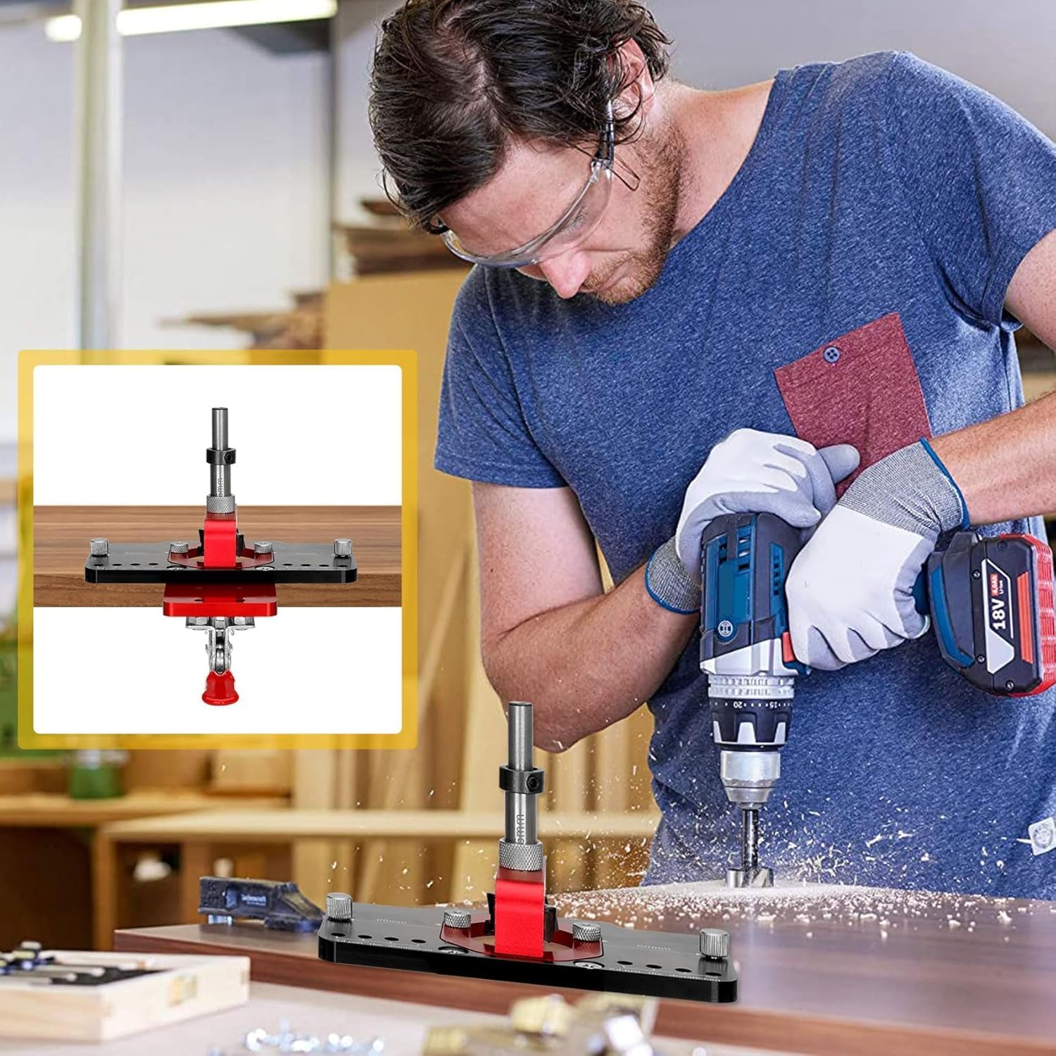 Metal Concealed Hinge Jig with Woodworking Tools, 35mm Concealed Door Hinge Jig for Cabinet Hinges Mounting