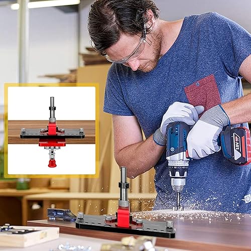 Miniatura 7 de Plantilla de bisagra oculta de metal con herramientas para carpintería, plantilla de bisagra de puerta oculta de 1.378 in para montaje de bisagras