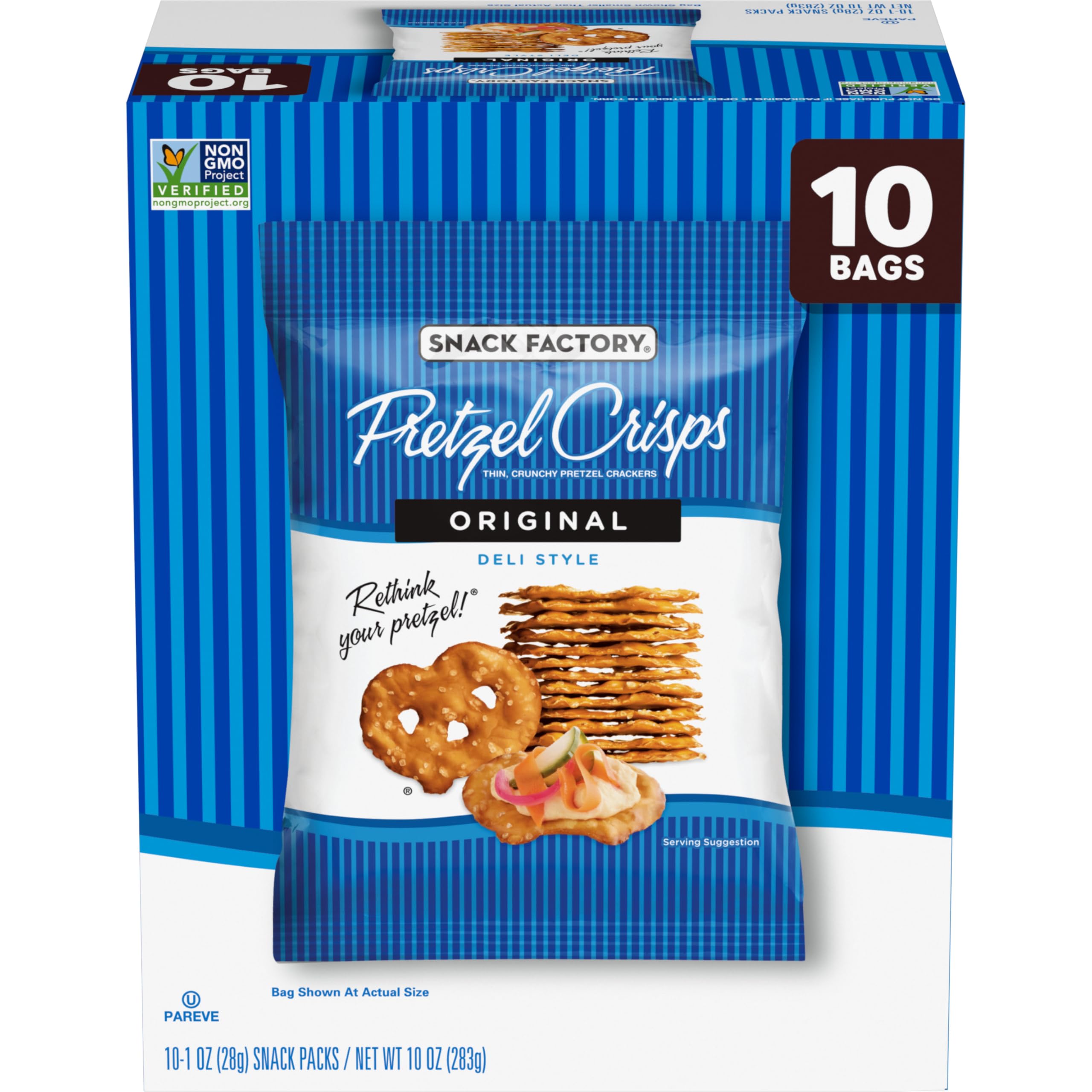 Pretzel Crisps Original 1 Oz Snack Bags 10 Ct