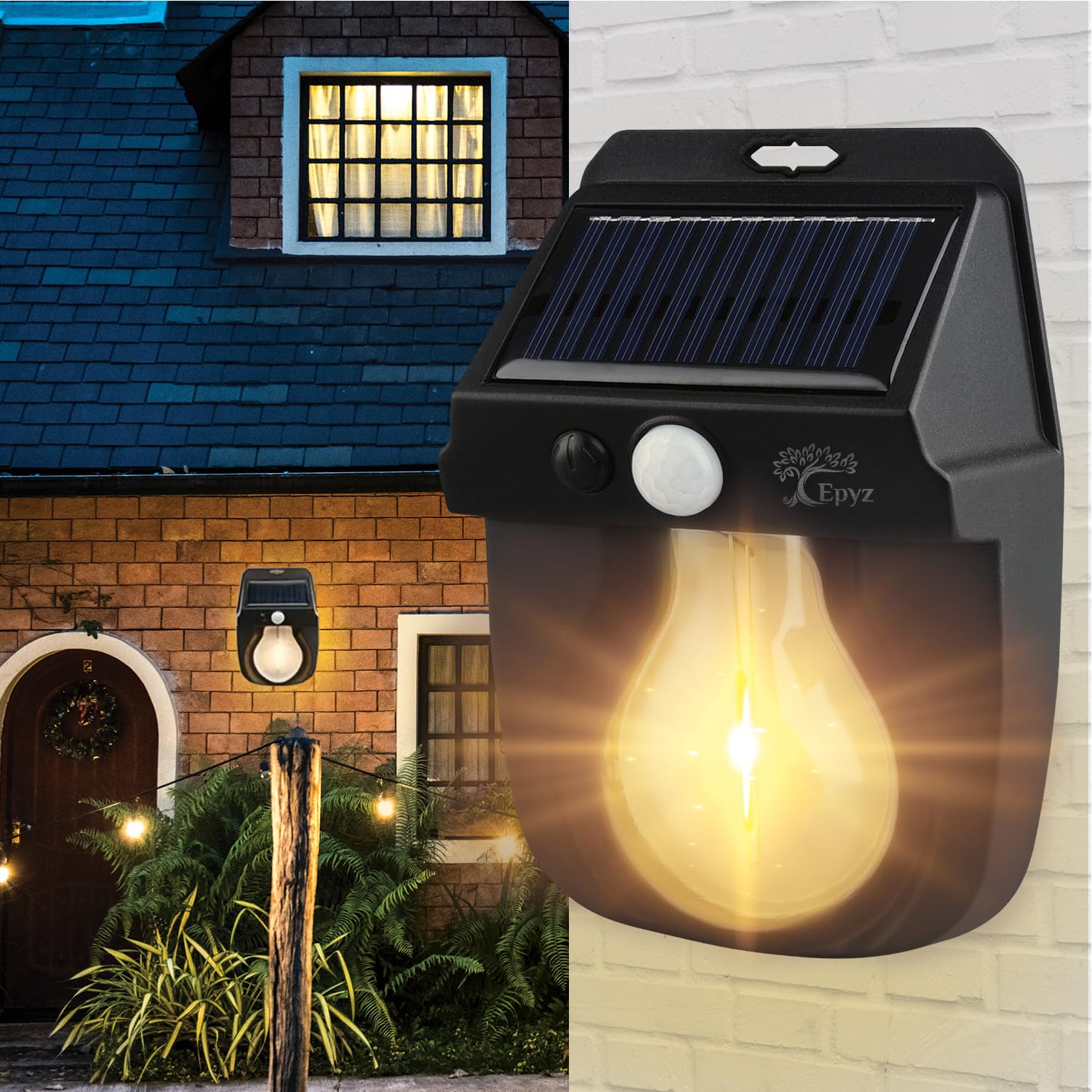 Epyz Solar Lights Outdoor Waterproof, Dusk to Dawn Solar Wall Motion Sensor Light, 3 Lighting Modes Solar Security Wall Light Fixtures for Garden Patio Black [ Pack of 1, Warm Yellow ] (B0CTHP7KYQ) Amazon Price History, Amazon Price Tracker