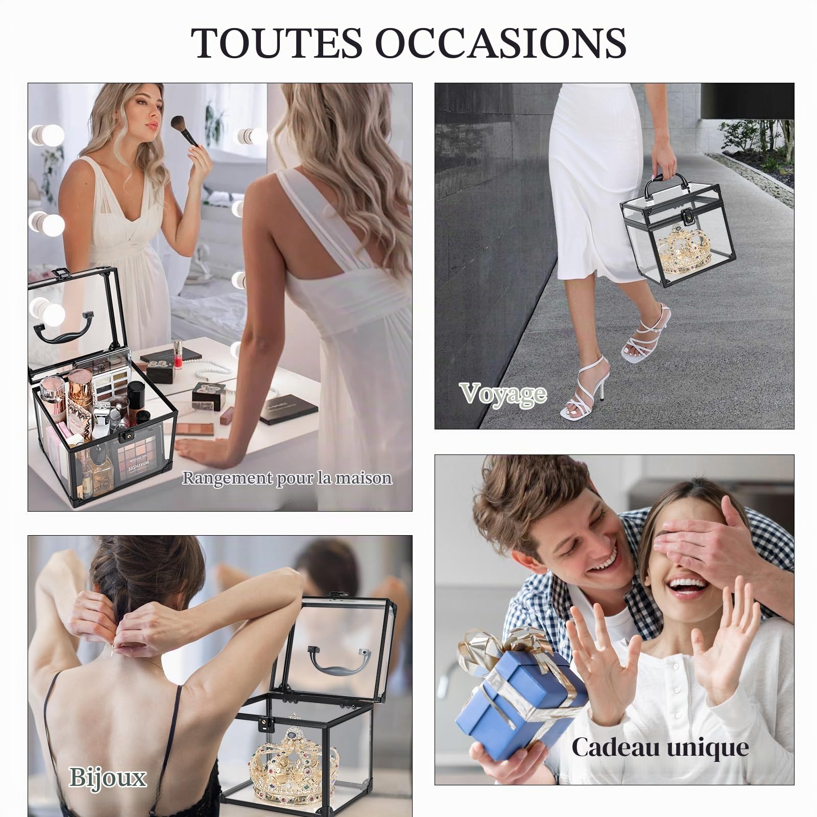 Malette Maquillage Boîte de Maquillage Beauty Case Transparente Vanity Maquillage Malette de Rangement Maquillage Portable vitrine Acrylique verrouillable