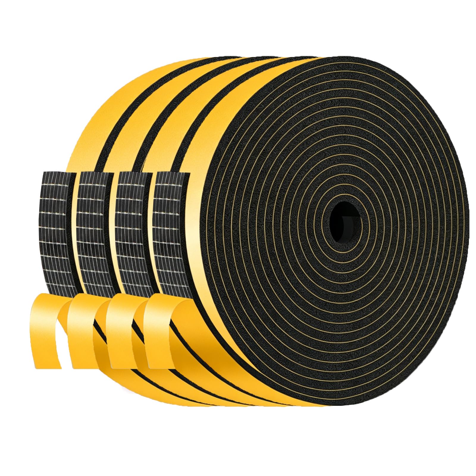 Draft Excluder for Doors,Window Draft Excluder,High Density CR,Strong Adhesive,Soundproof,Window Seal for Door,Window(Black,12mm x 3mm x 16M)