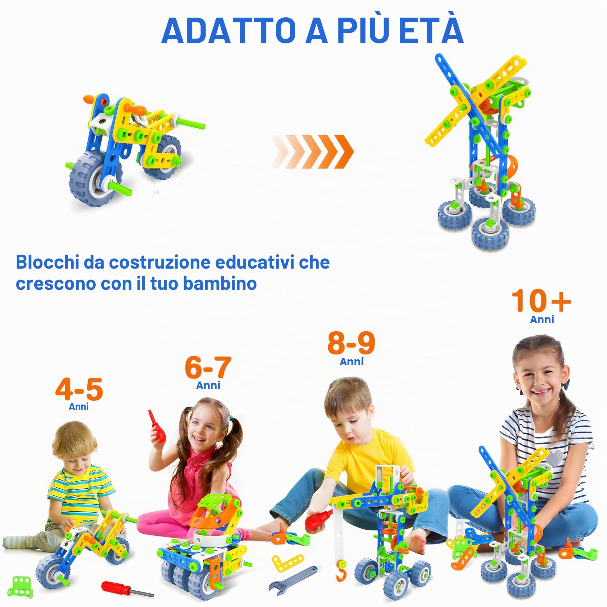 MOONTOY 12-in-1 Giochi Costruzioni per Bambini Regali 4 5 6 7 8 9 10 anni, 152 Pezzi Kit di Blocchi da Costruzione per Bambini Giocattolo Educativo Creativo da Costruzione Set Regalo per Bambino