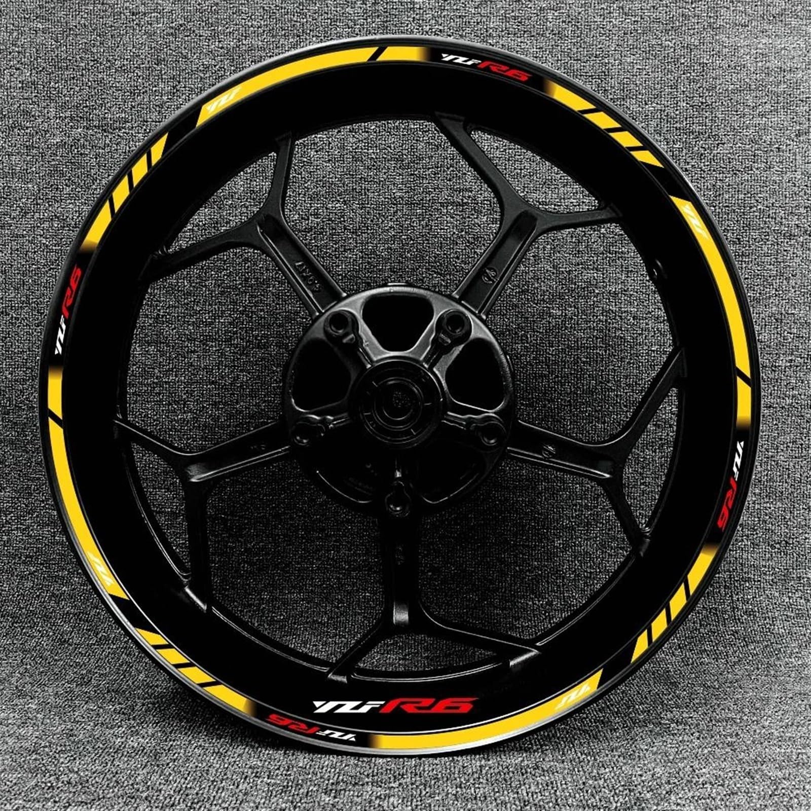Motorcycle Reflective Wheel Rim Stripe Sticker Front Rear Full Set Decal for Yamaha YZF-R6 Decorative(Color17)