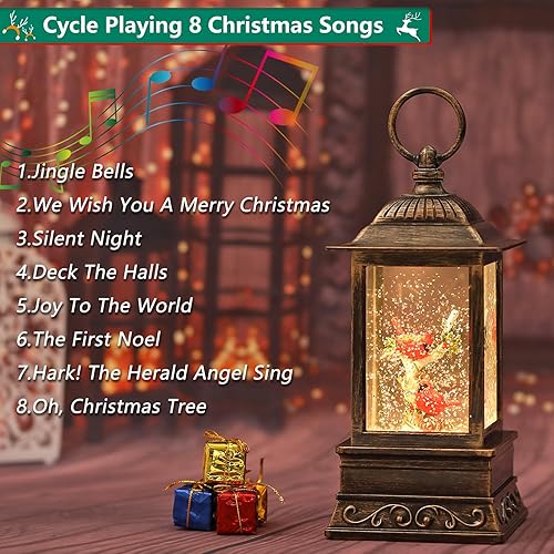 Miniatura 15 de Decoraciones de globos de nieve de Halloween, linterna negra con purpurina de gato con temporizador de 6 horas, decoración iluminada alimentada por