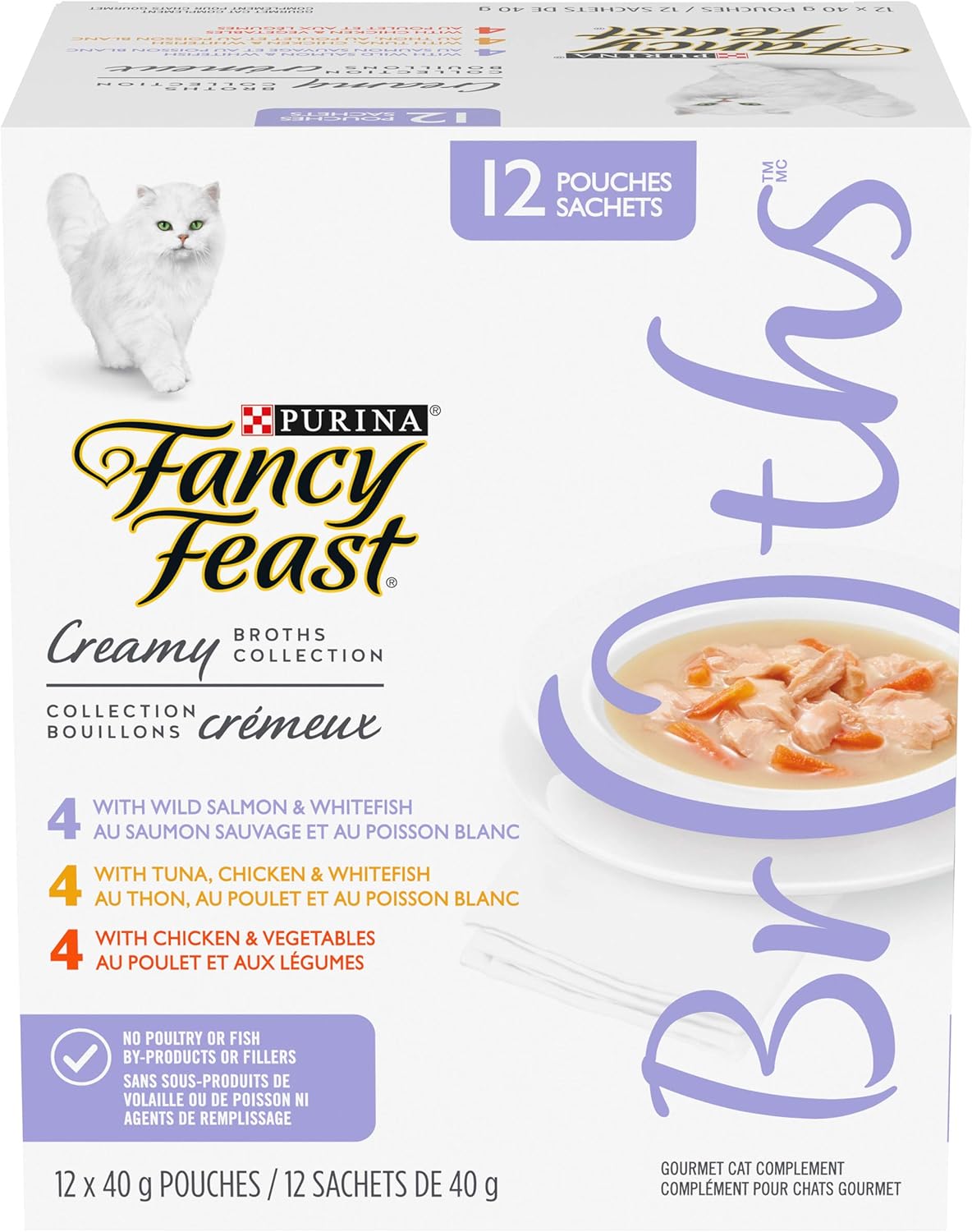 Fancy Feast Wet Cat Food Complement, Creamy Broths Variety Pack 40g (12