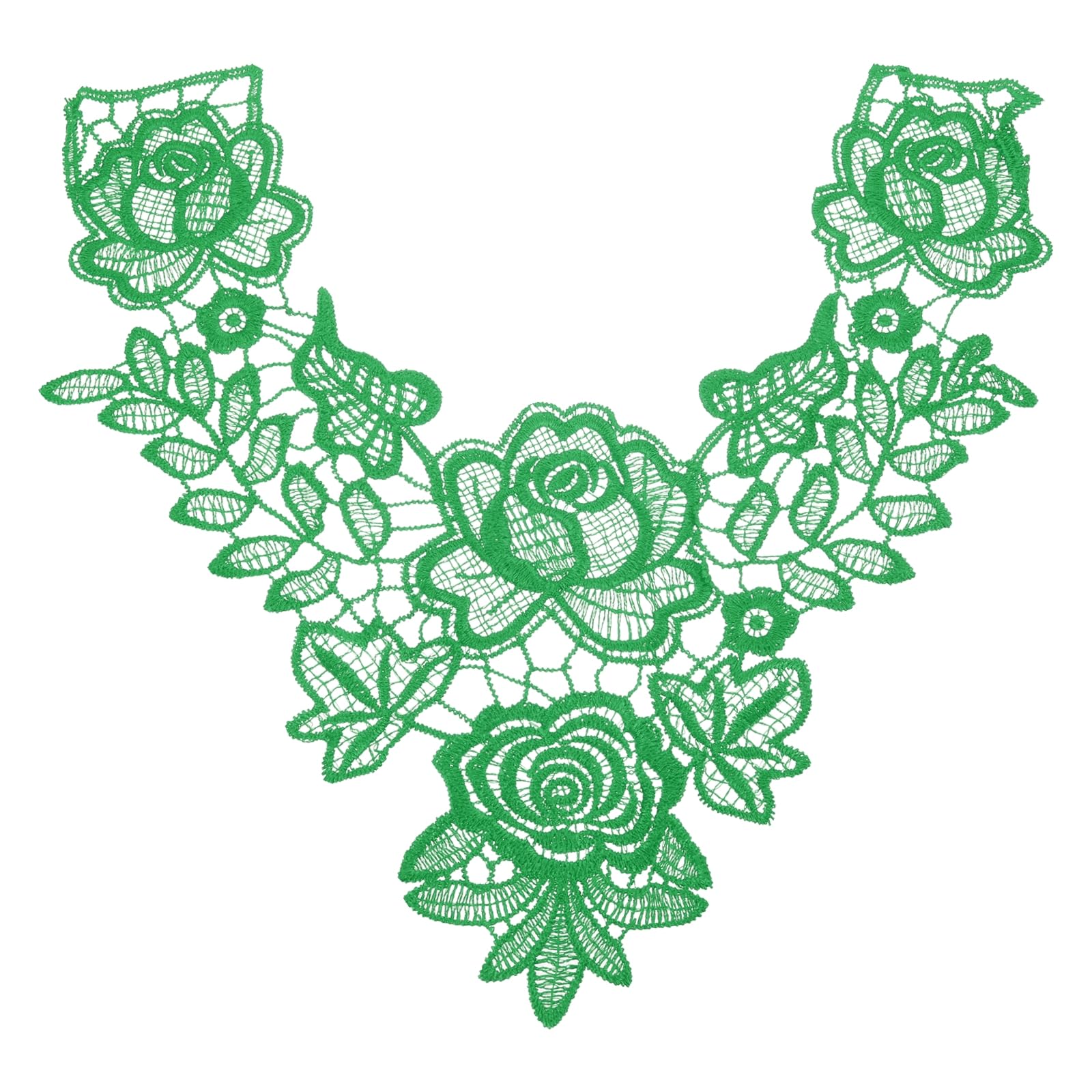 sourcing map 2 Pack Lace Applique Flower Patches, 32x32 cm Floral Sew on Embroidery Trim Appliques Fabric Collar Patch Motif for Wedding Gown Dress Bridal DIY Crafts Decoration, Green