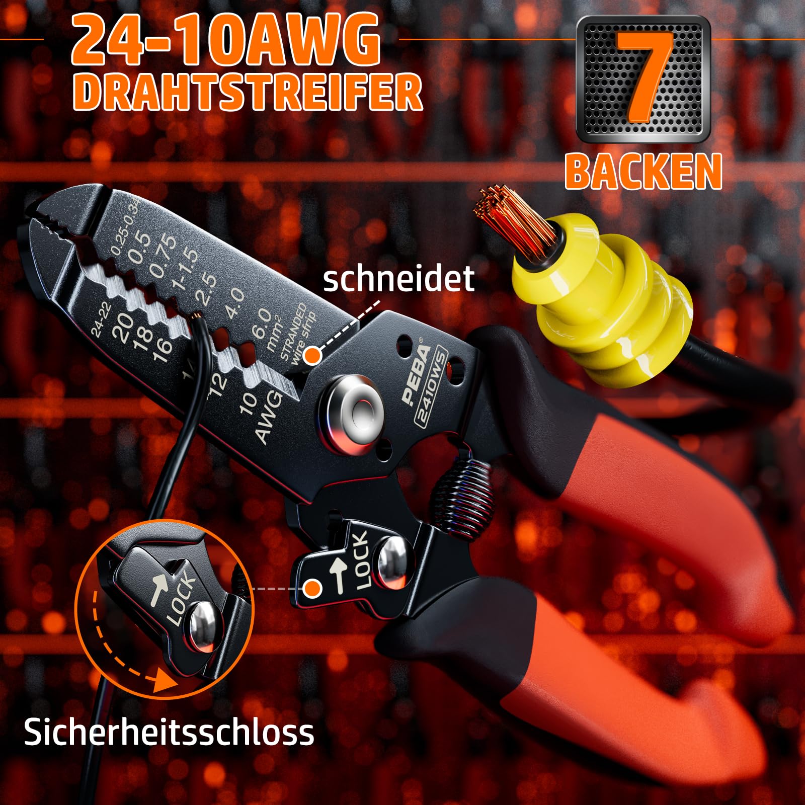 PEBA Crimpzange Wasserdicht Kfz Stecker Set, Crimpzangen 0.34-2.5mm², 1/2/3/4/5/6 Polig Steckverbinder für Auto und Motorrad,Boot, mit Abisolierzange, Abziehwerkzeug