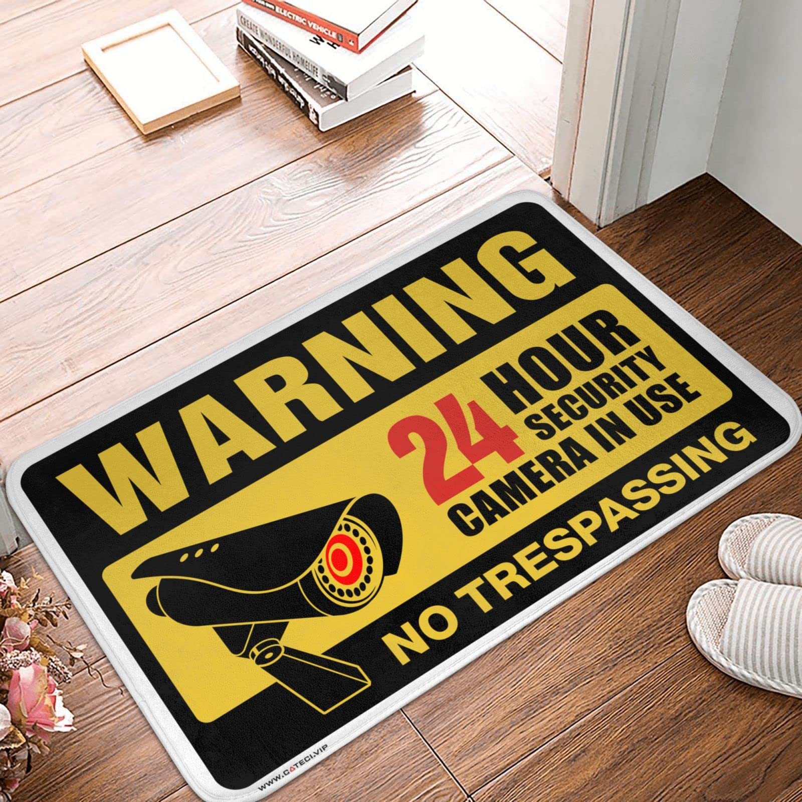 Tapis de porte extérieur pour dissuader les intrus avec message clair