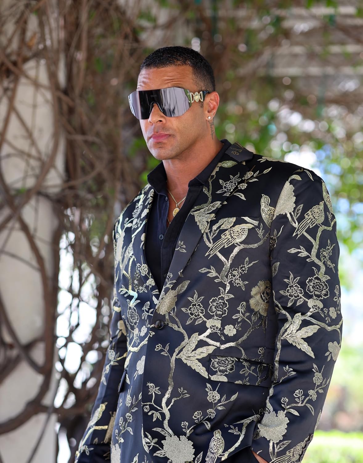 Cloudstyle Mens Embroidery Tux Dress Suit Jacket Formal Print Prom Blazer Dinner Sport Coat - Image 5