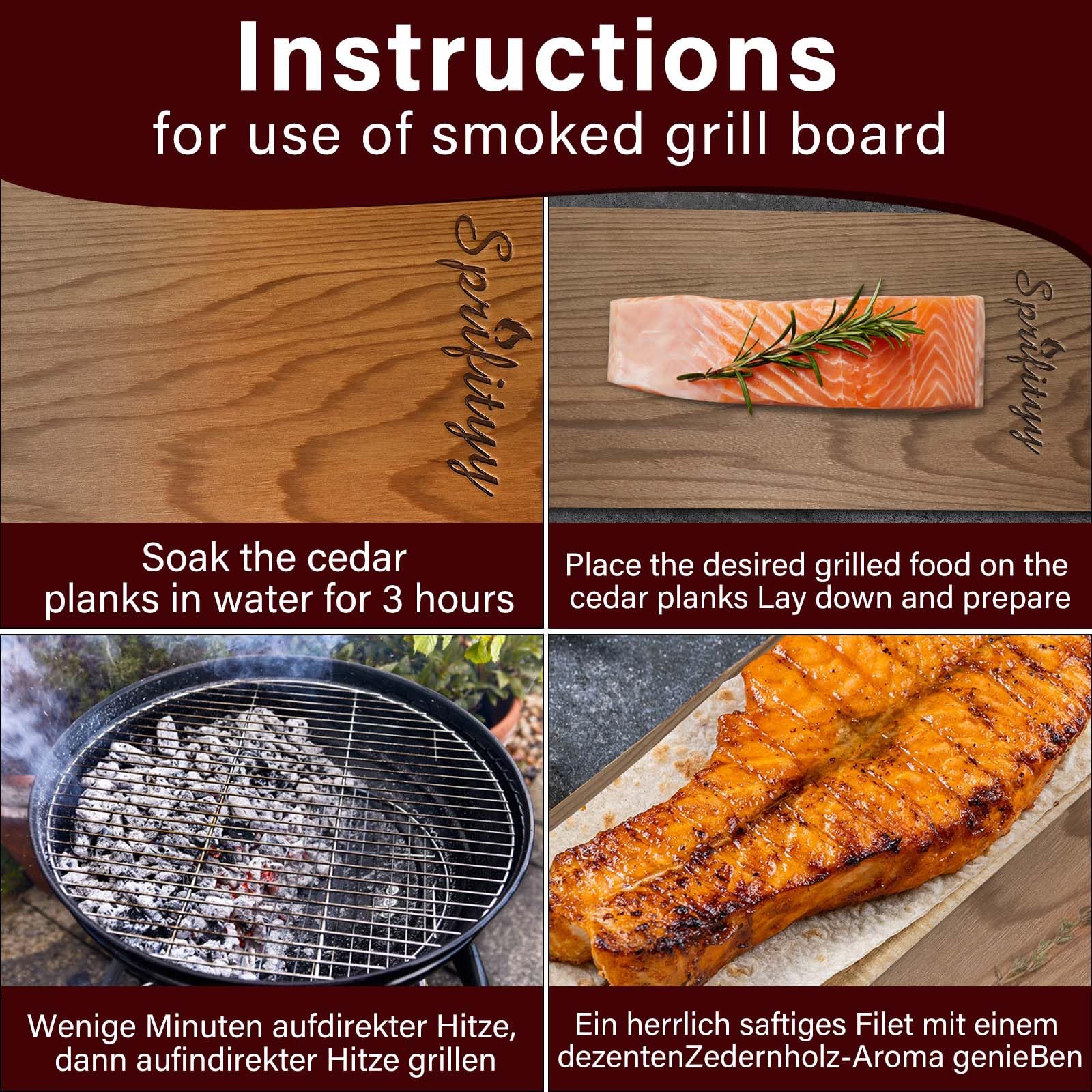 Tavole Di Cedro Per Grigliate Sprifityy | 2 Pezzi | Riutilizzabili | Aroma Affumicato Naturale - Foto 10