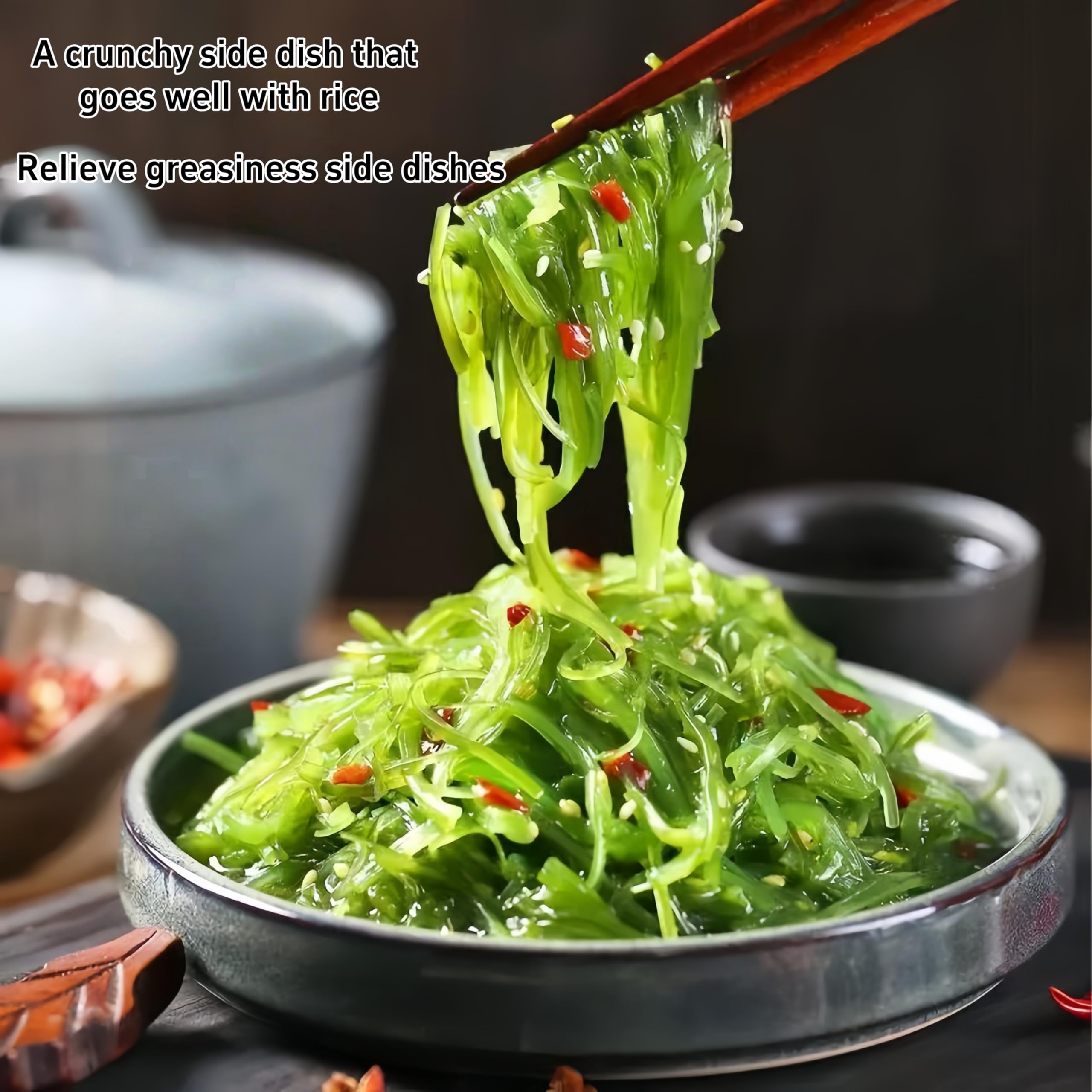 Instant algues hachées (350 g x 1 paquet), idéal pour la soupe miso, les salades, les sushis et le ramen, remplacement de repas immédiat, kimchi, délicieux cadeau de snack parfait