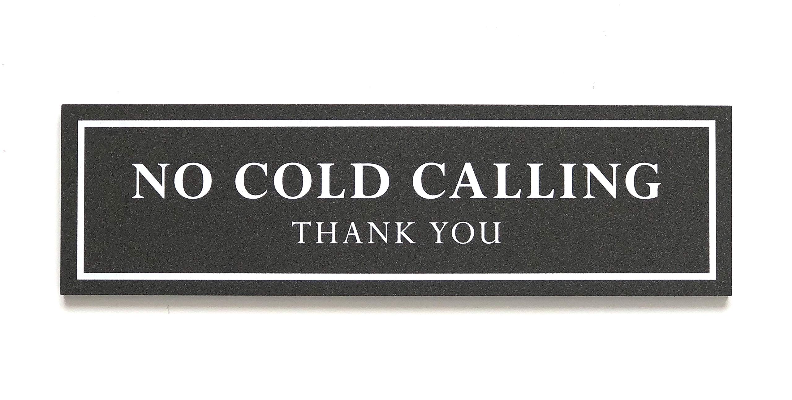 Kubik LettersNo Cold Caller Sign for Front Door - No Cold Calling Door Sign - 5 mm Thick Acrylic Size 6 cm x 21 cm with Strong Adhesive Tapes (Dark Grey Metallic)