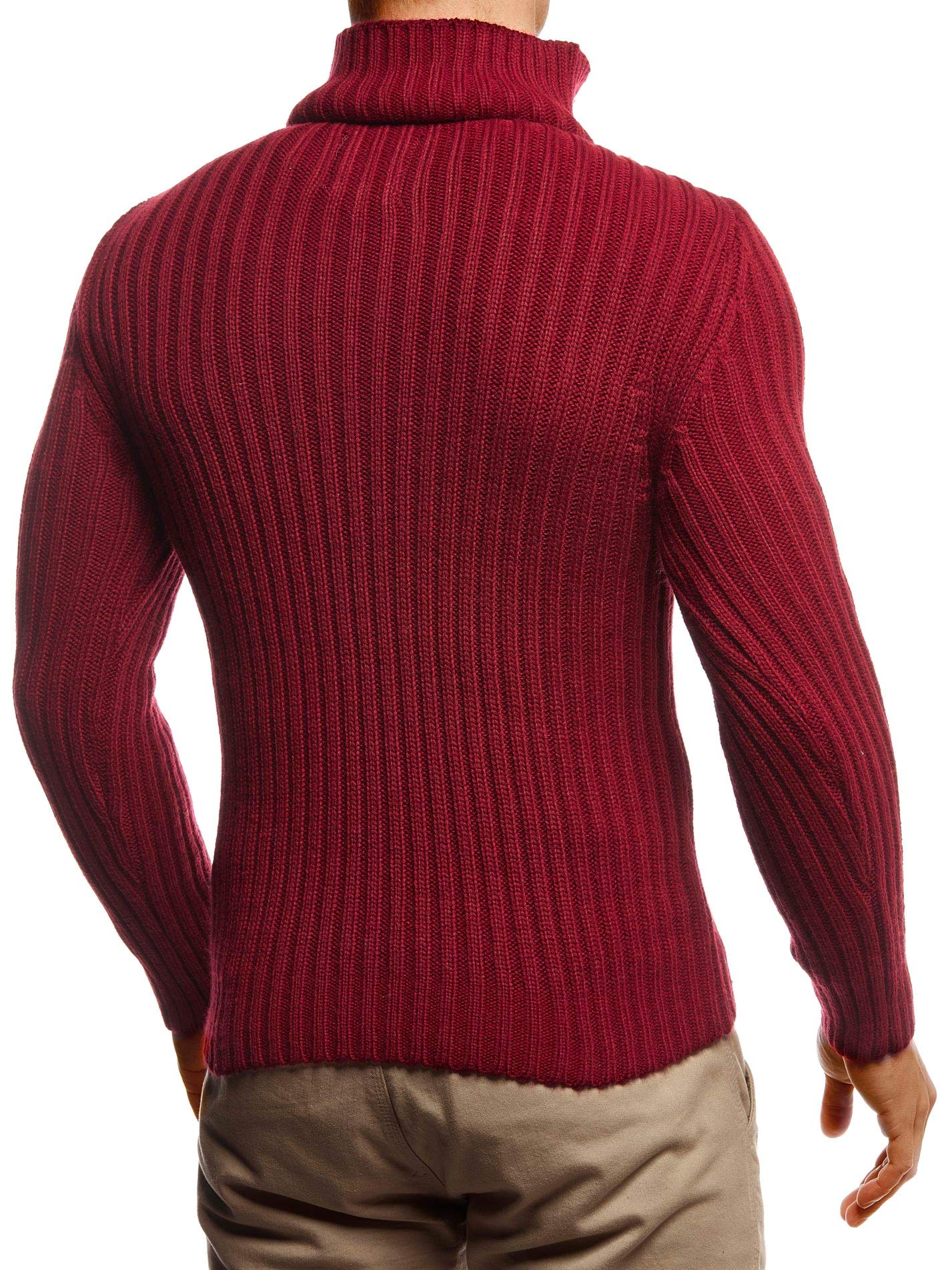 Leif Nelson Herren Strickpullover schwarzer Pullover mit Stehkragen Männer Pulli für Winter Winterpullover LN4185