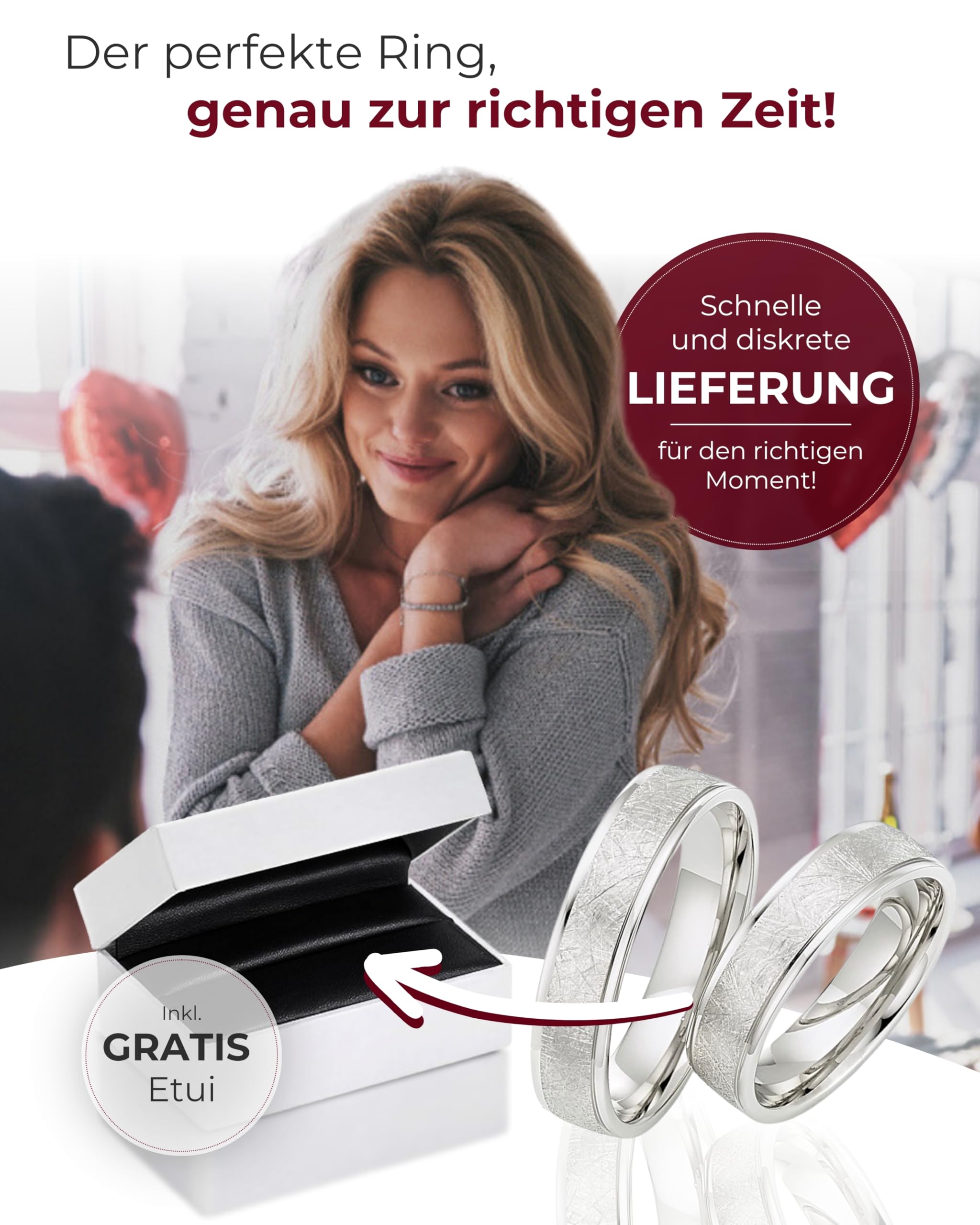 123traumringe Eheringe in 925 Silber I Partnerringe mit Etui & Gravur I Gravierbare Silberringe mit wählbarer Ringgröße 50-74 mm I Hochwertige Verlobungsringe in 5 mm Breite & 1,5 mm Stärke I S79