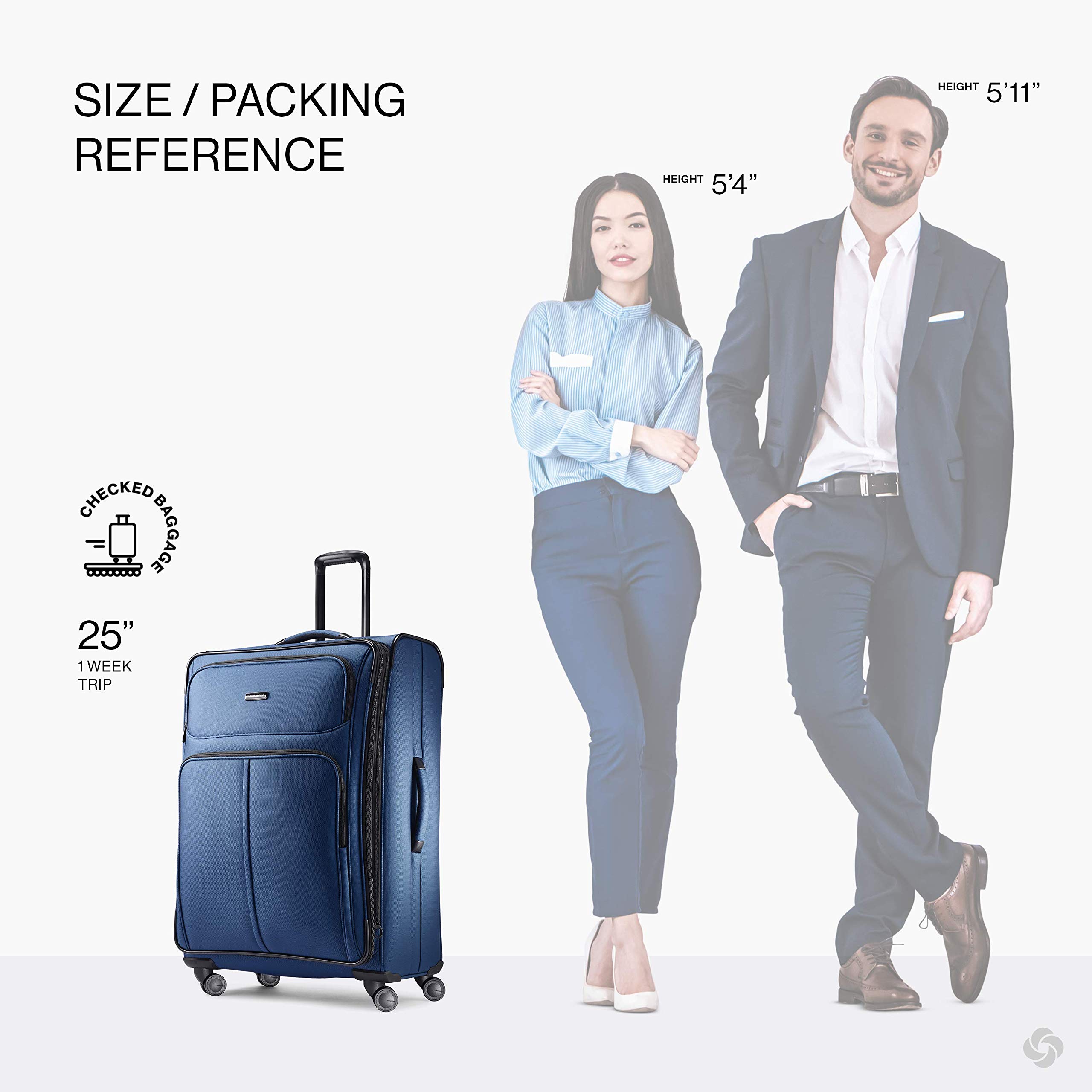 Samsonite Leverage LTE Softside Expandable Luggage with Spinner Wheels, Poseidon Blue, Checked