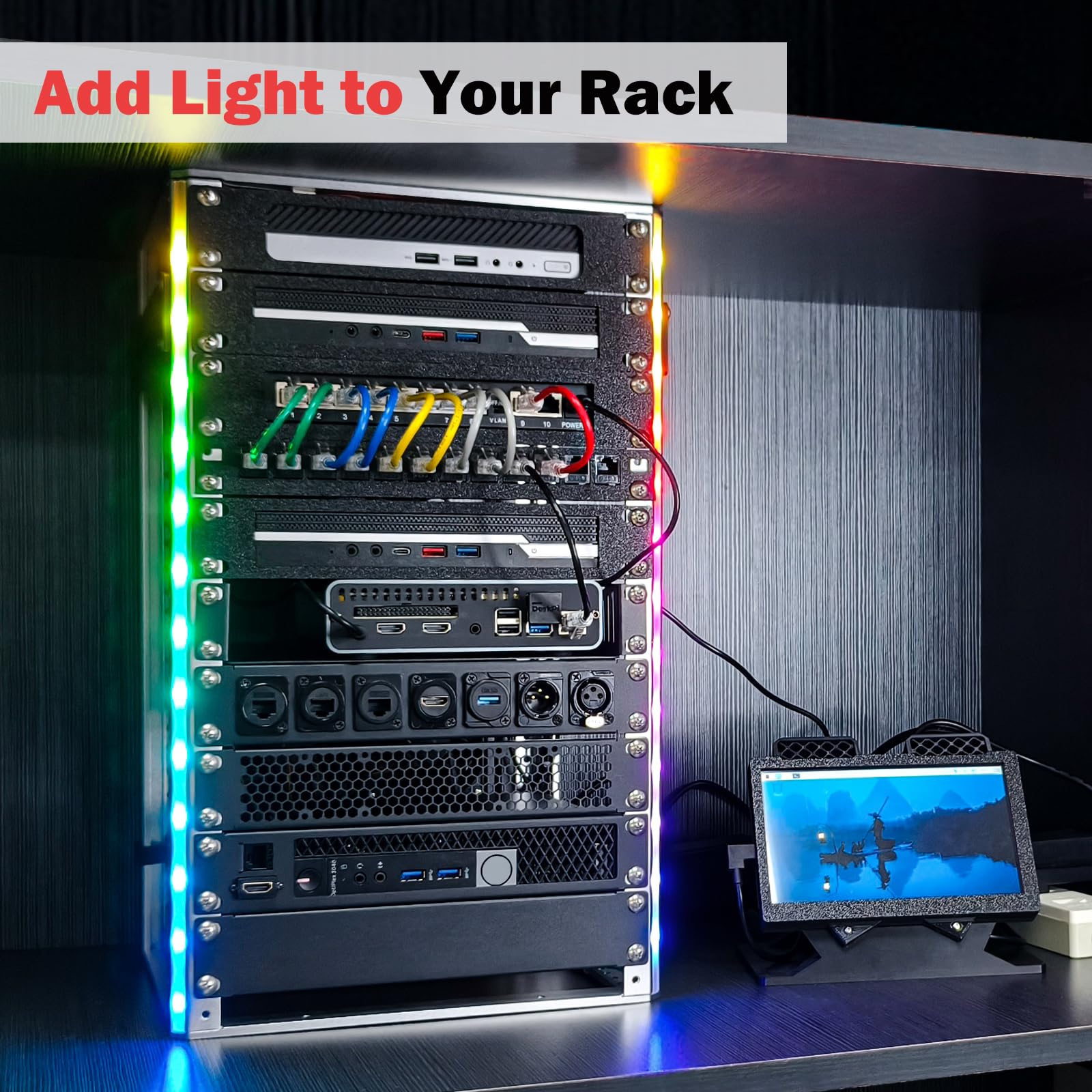 GeeekPi DeskPi RackMate TL1 - Armario para servidores (10 Pulgadas, 10U, 264 mm de Profundidad) para Equipos de Red, servidores, Audio y vídeo, de aleación de Aluminio con Marco Abierto