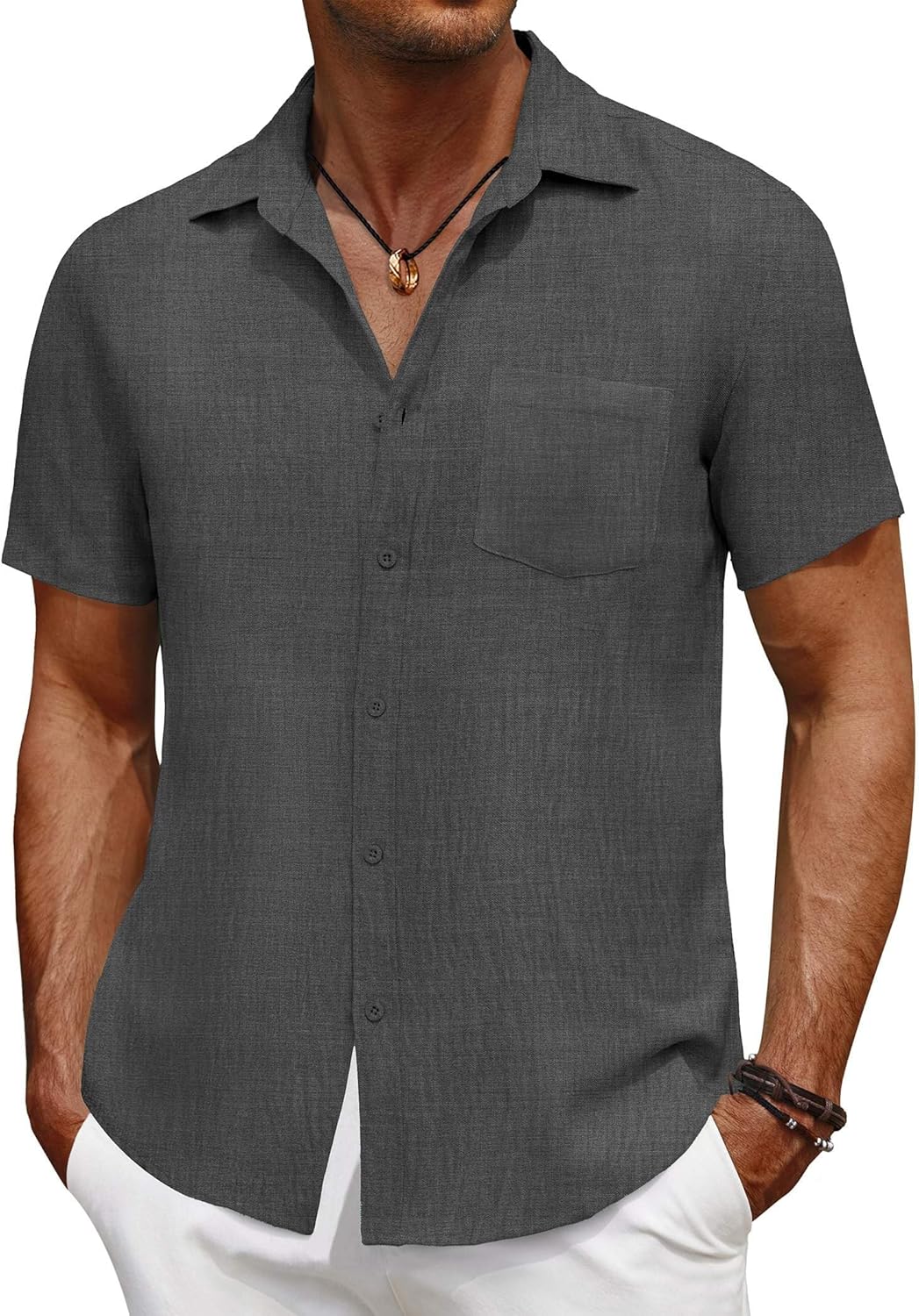 COOFANDY Men’s Short Sleeve Button Down Shirt Casual Summer Beach Untucked Vacation Textured Shirts with Pocket COOFANDY Men’s Short Sleeve Button Down Shirt Casual Summer Beach Untucked Vacation Textured Shirts with Pocket