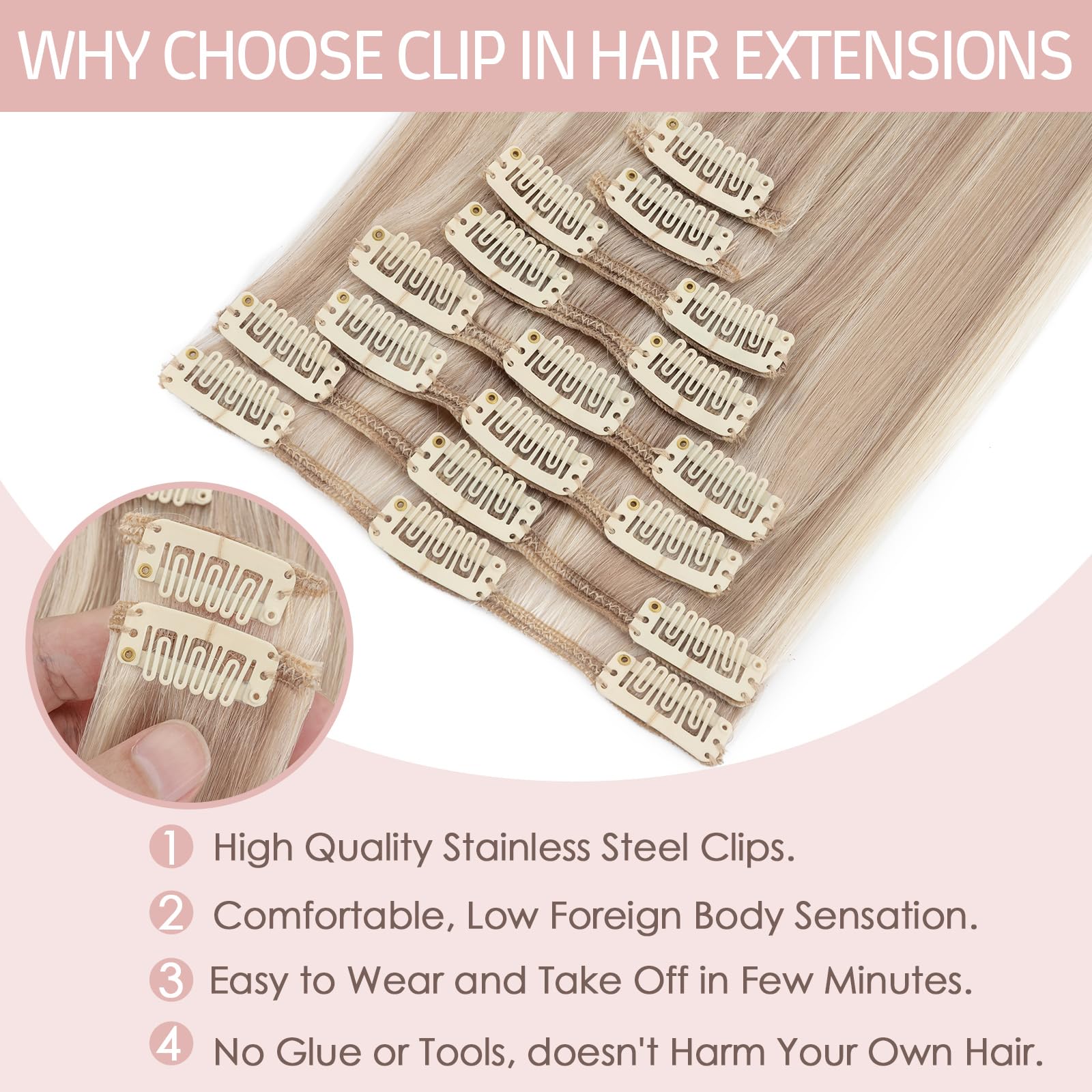 Silk-co 10inch Hair Extensions Clip in Hair Extension Human Hair #04 Medium Brown -Basic Thickness-Thin Weft- 8 Pieces Real Remy Straight Hair Extensions[50g] — view 68