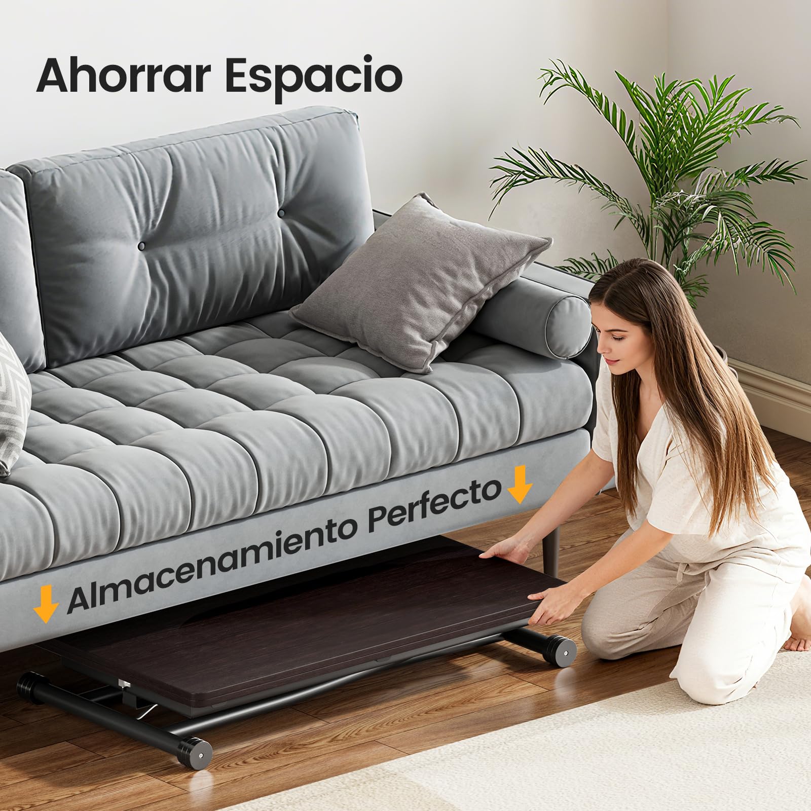 Mesa de Centro Elevable y Extensible, Mesa de Café 3 en 1 con Superficie Extensible para Comedor, Sala de Estar y Oficina,Nogal Negro