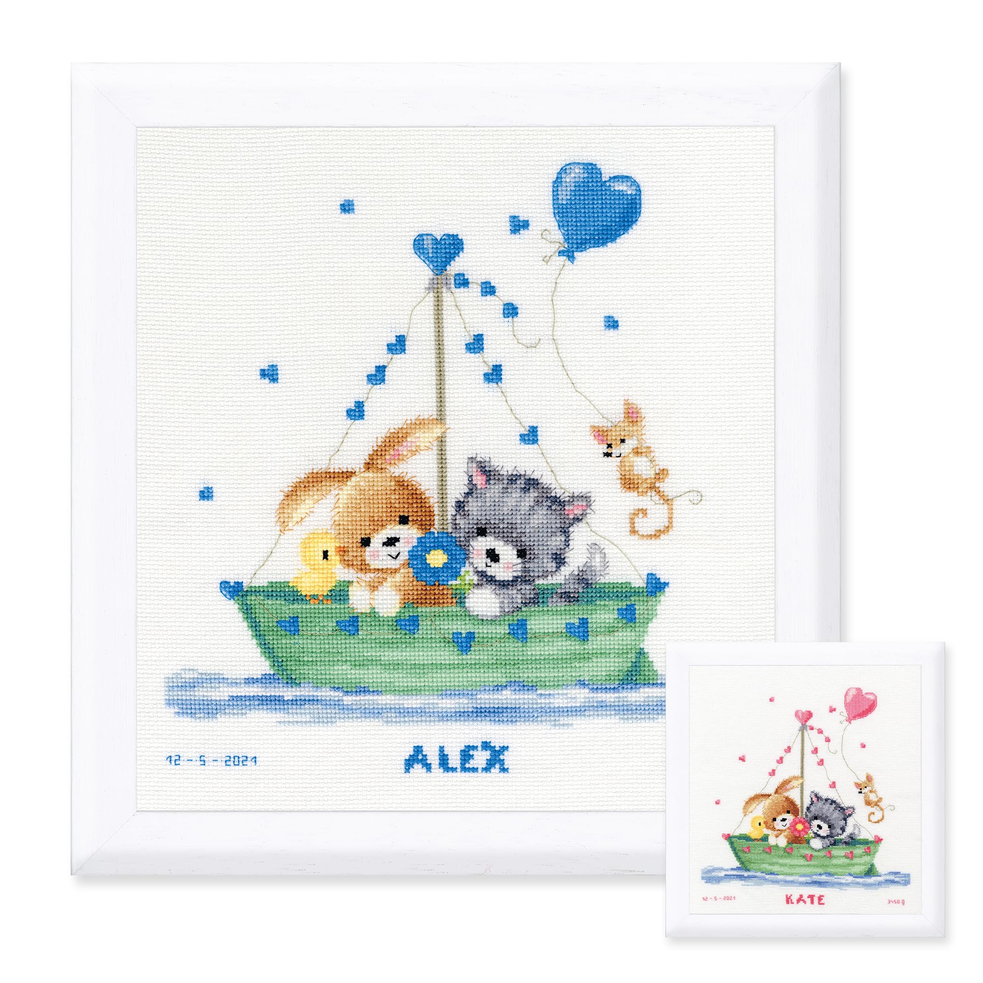 Vervaco Gezählter Kreuzstich Stickpackungen Stickset Baby Geburt Unser Größtes Abenteuer Wanddekoration Handarbeit Set für Erwachsene Kreatives Handwerk ca. 28 x 29 cm Geburt Geschenk Hausdeko