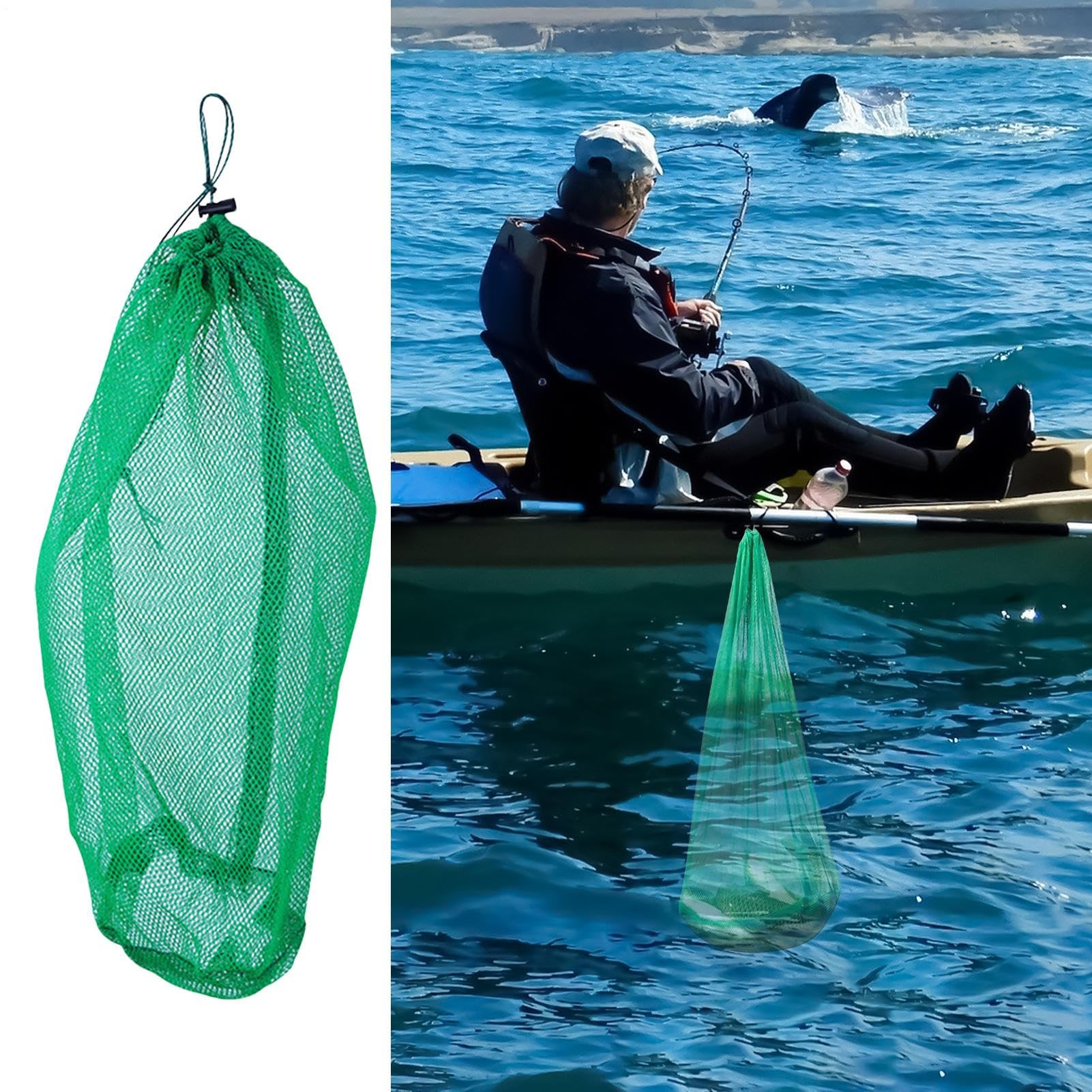 Generico Sacca Per Conservazione Pesce,Rete con Cordino per Pesci Piccoli | Attrezzatura da Capiente, Rete Portatile per Attività all’Aperto e Uso Quotidiano