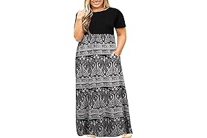 Women's Short Sleeve Plus Size Maxi Dress with Pockets Casual Summer Dress