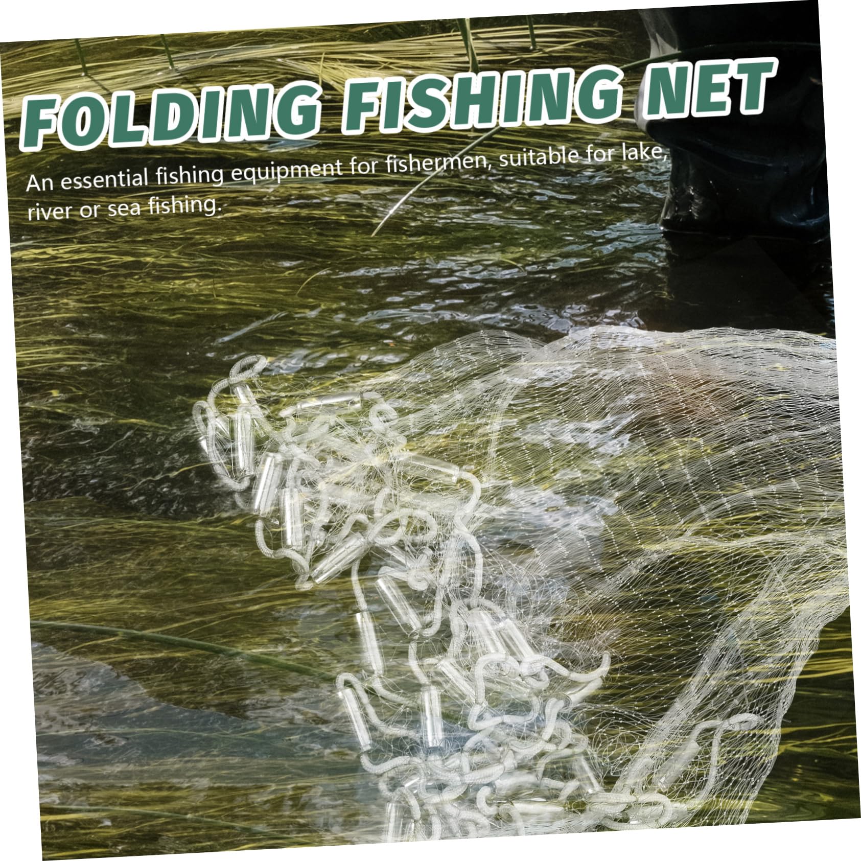 SUPVOX 1.5m Rete Da Lancio Per Pesca in Acqua Salata e Dolci Acque Rete Monofilamento Con Pesi Metallici Retino Da Pesca Mano Con Maglia Fine Portatile