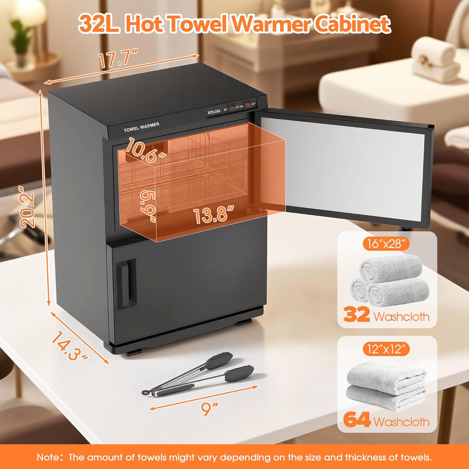 Double Hot Towel Warmer for SPA Professional Towel Heater Machine for Bathroom Salon Barber Estheticians 32L,Black