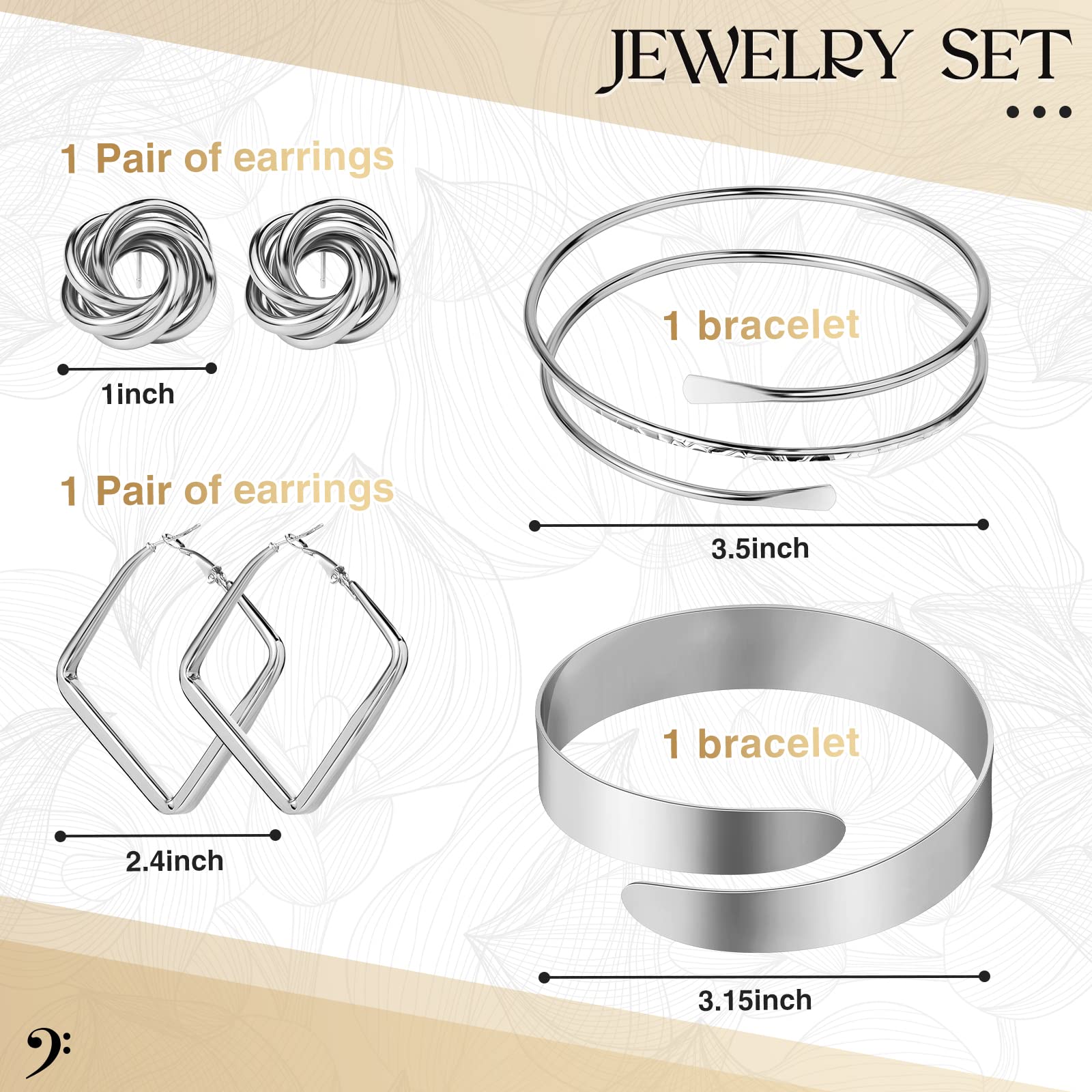5 Pcs Clutch Purse for Women Evening Prom Purses Metallic Handbag for Valentines Wedding Banquet Retro Jewelry Set: Silver