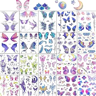 20 tatuajes temporales de mariposa con purpur...