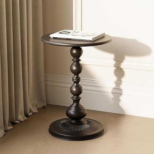 Miniatura 7 de Mesa auxiliar redonda de metal, mesa pequeña para bebidas para espacios pequeños, mesas auxiliares modernas mate, mesas de café, mesas de pedestal