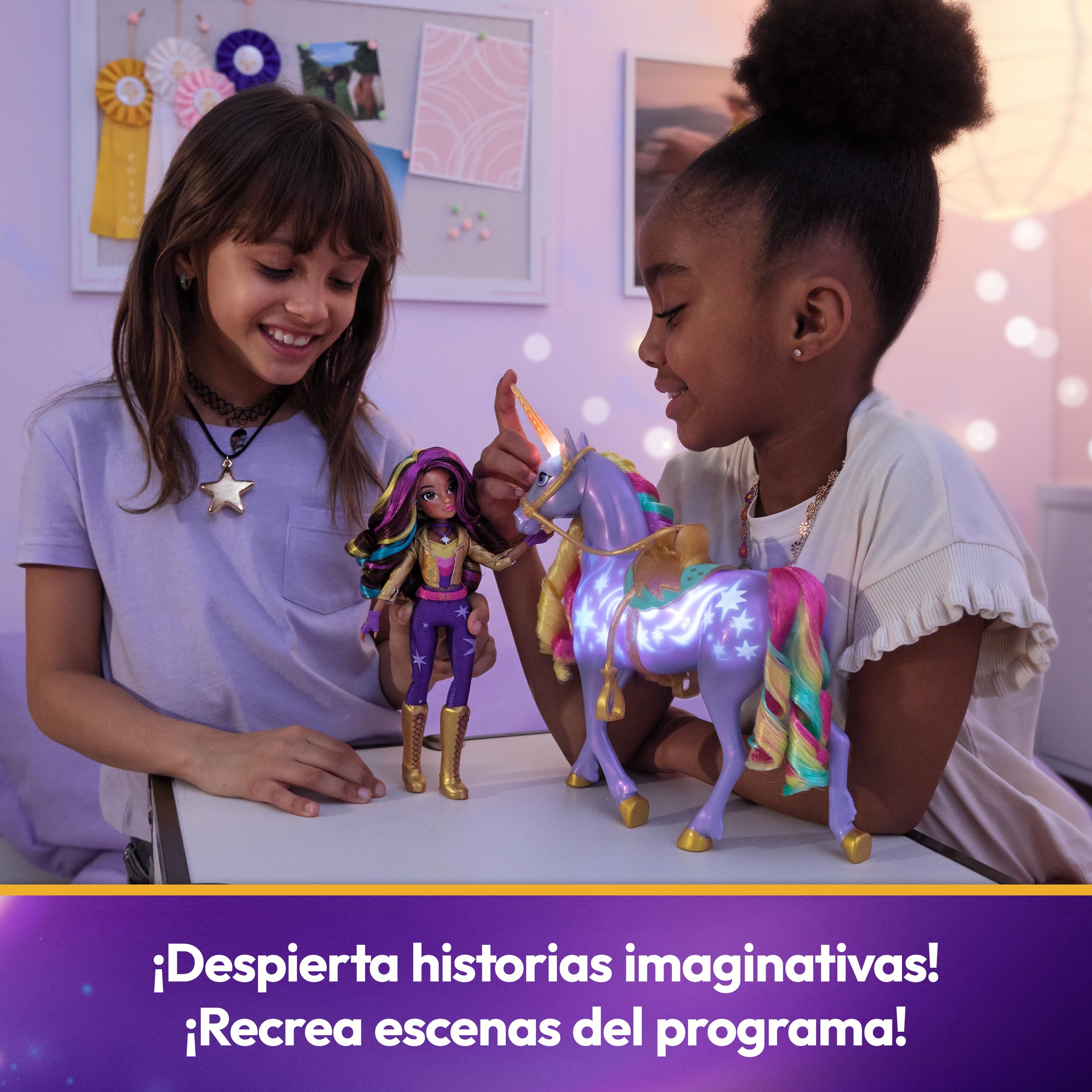Unicorn Academy - The School of Unicorns - Wildstar Function Unicorn 28 cm + Lalka Sophia 24 cm - Z dźwiękami i światłami - Zabawki inspirowane serią Unicorns School - Zabawka dla dzieci od 4 lat