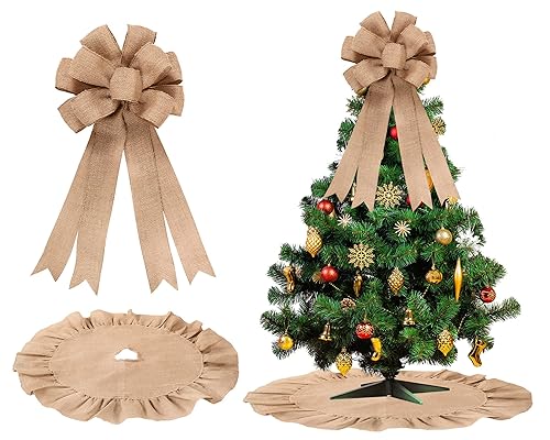 Civaner 2 Pcs Burlap Christmas Tree Topper with 47 Inch