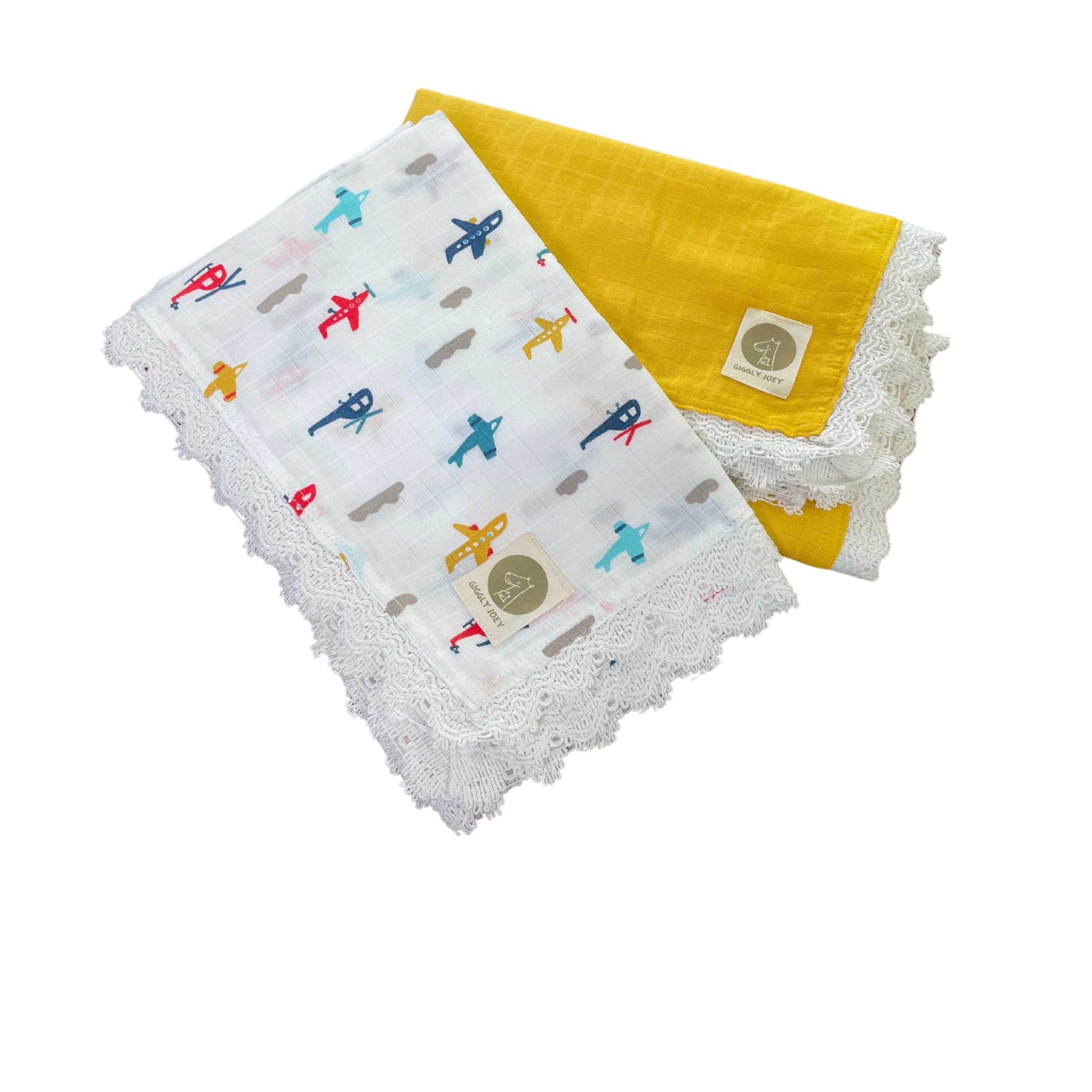 Pure Cotton Baby Swaddle - Multi-Layer Muslin wrap, Soft & Breathable, Lightweight Blankets for Babies, Pack of 2, 100cm x 100cm (Sunny Skies Duo)