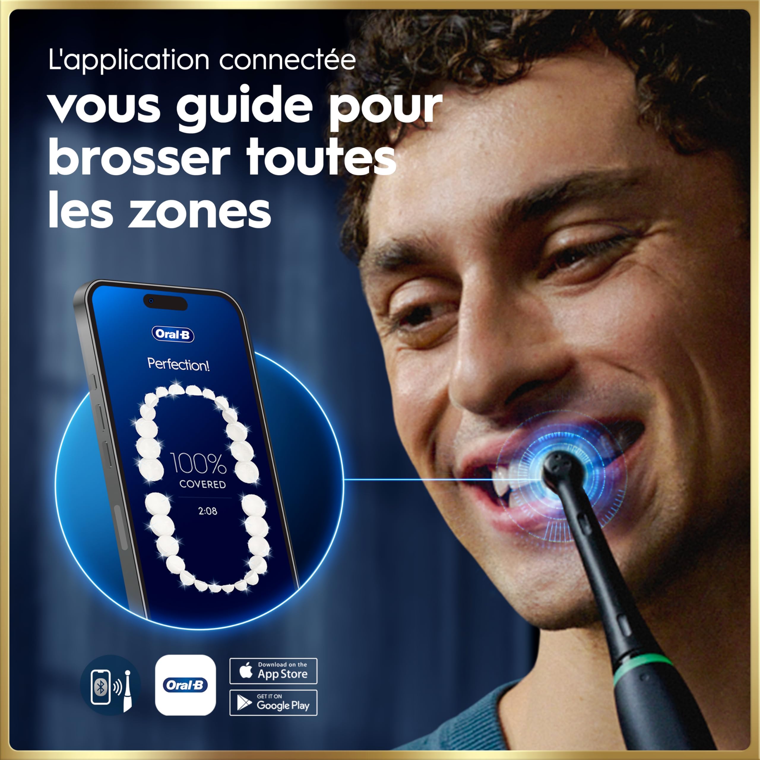 Oral-B Brosse à Dents Electrique iO 9, 3 Brossettes de Rechange, Noire – 7 Modes de Brossage dont Blancheur et Soin Gencives, Charge Rapide de la Batterie, Capteur de Pression, Détection IA, Etui