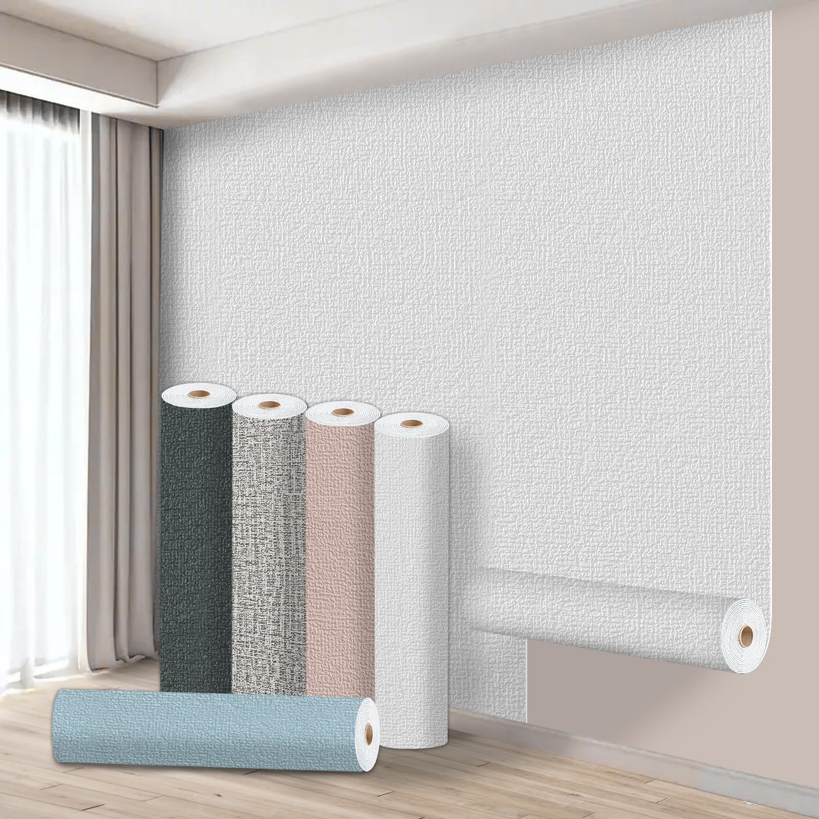 Takezuaa 3 Roll Self Adhesive Thermal Insulation Wallpaper 3mm Thick Peel and Stick Wallpaper for Walls Ceilings White Textured Waterproof Damp Proof Wallpapers for Bad Cold Walls 50cm x 2.8m — image 1