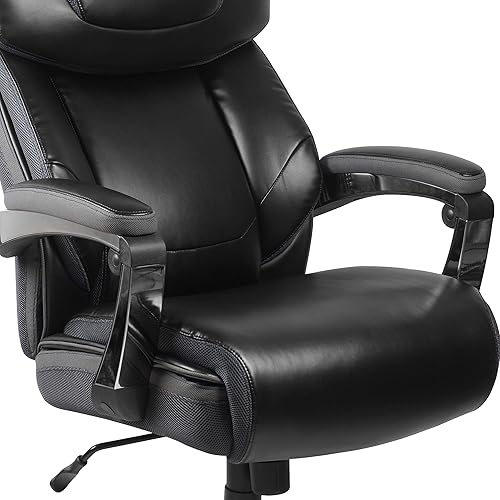 Miniatura 13 de Flash Furniture Hercules Series High-Back Swivel LeatherSoft Office Chair, Ergonomic Executive Chair with Headrest and Adjustable Height, Black