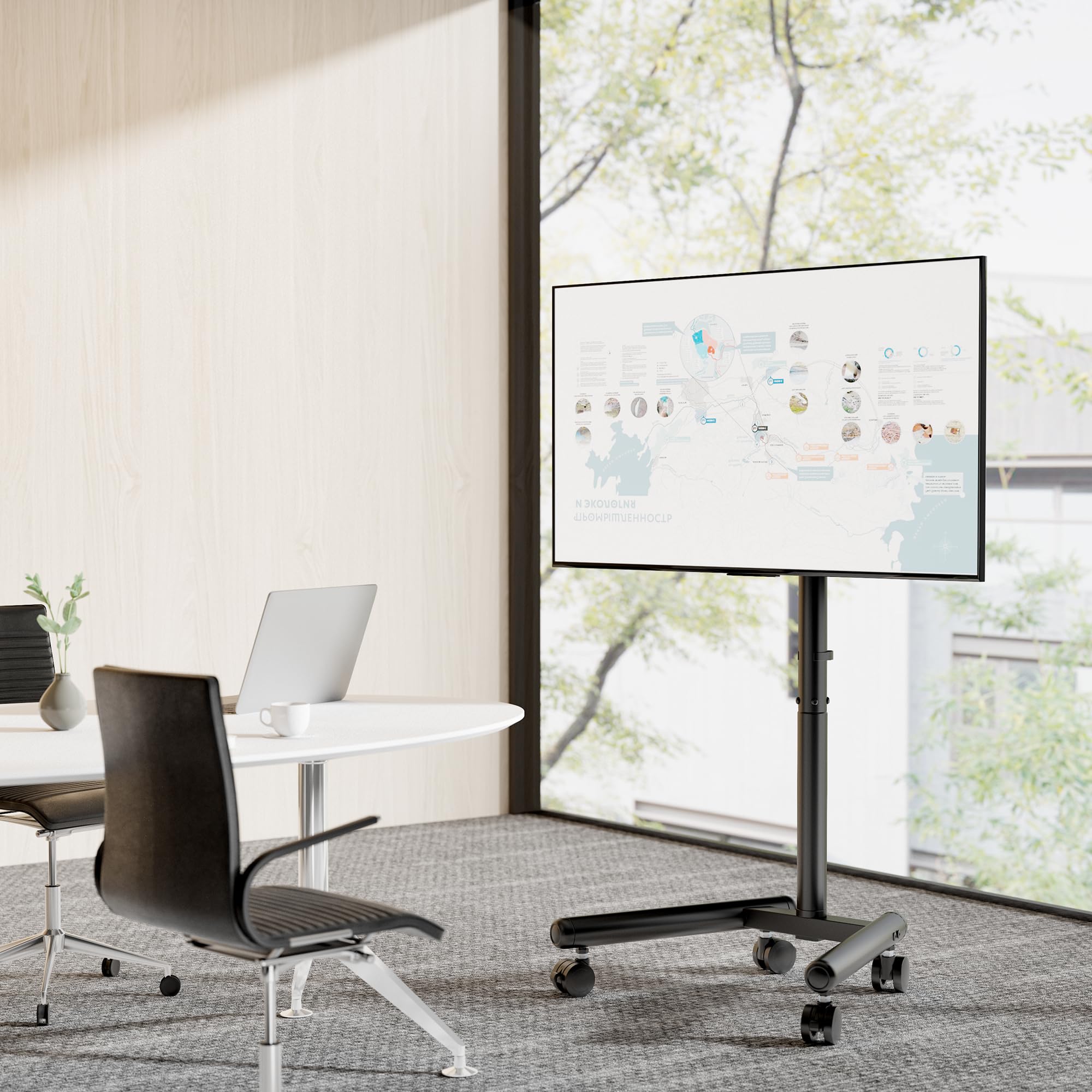 Soporte TV con Ruedas 13-50" | Soporta 25 kg, VESA 200x200, altura ajustable, giro 360° e inclinación, ruedas silenciosas, diseño ahorra espacio