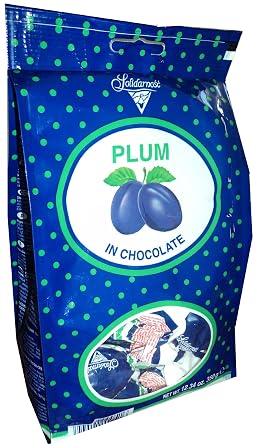 Solidarnosc Candied Plums in Dark Chocolate Sliwka Naleczowska 12.34 Ounces