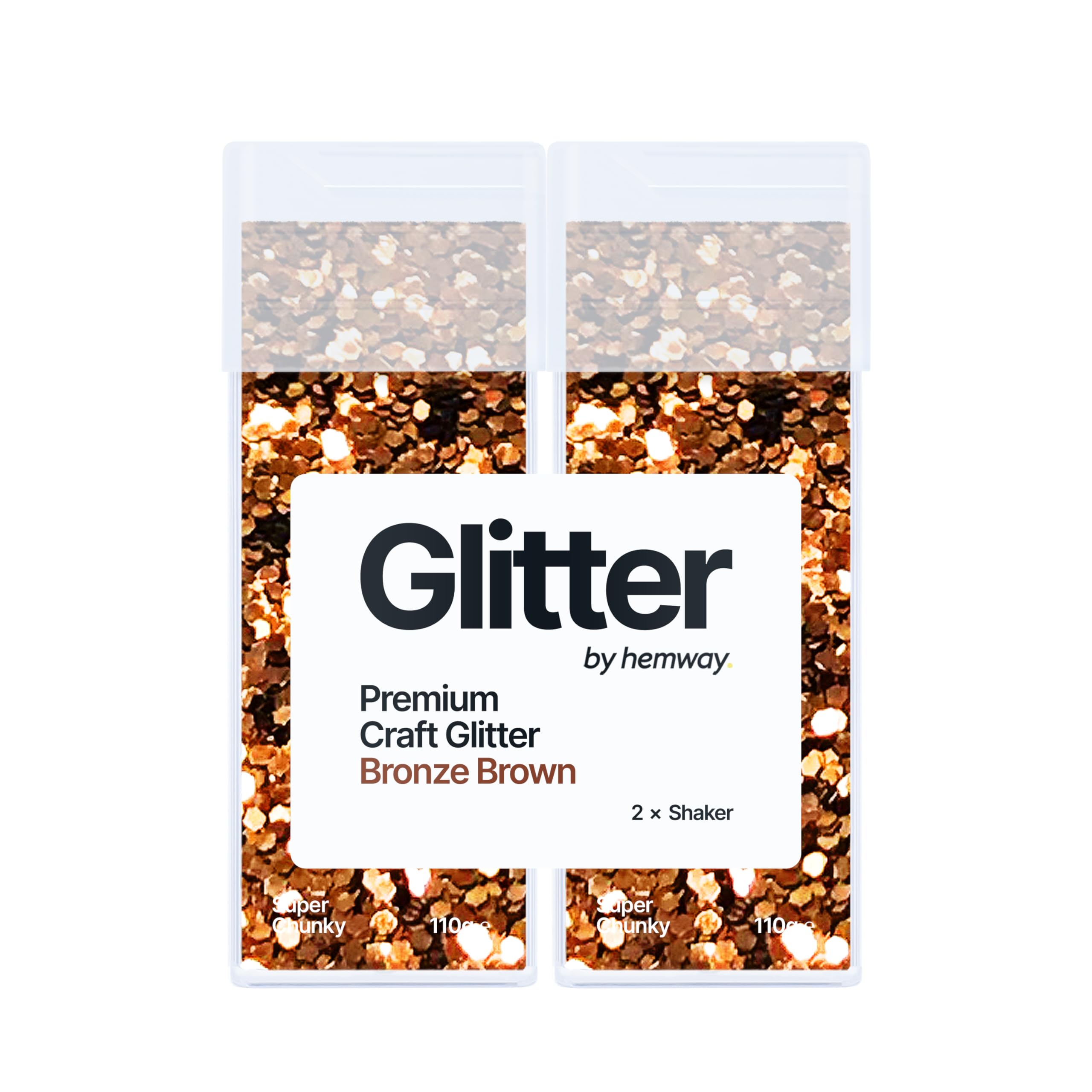 Hemway Glitter Shaker Bronze Brown 110g x2 Pack Super Chunky, Craft Glitter Shakers for Resin & Epoxy Crafts