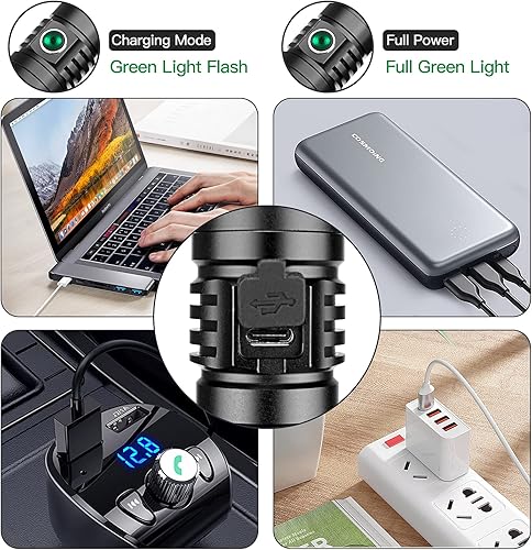 Miniatura 5 de COSMOING Linterna LED de alta potencia USB C recargable, 1600 lúmenes linterna táctica IP65 impermeable linterna de mano para emergencia, policía