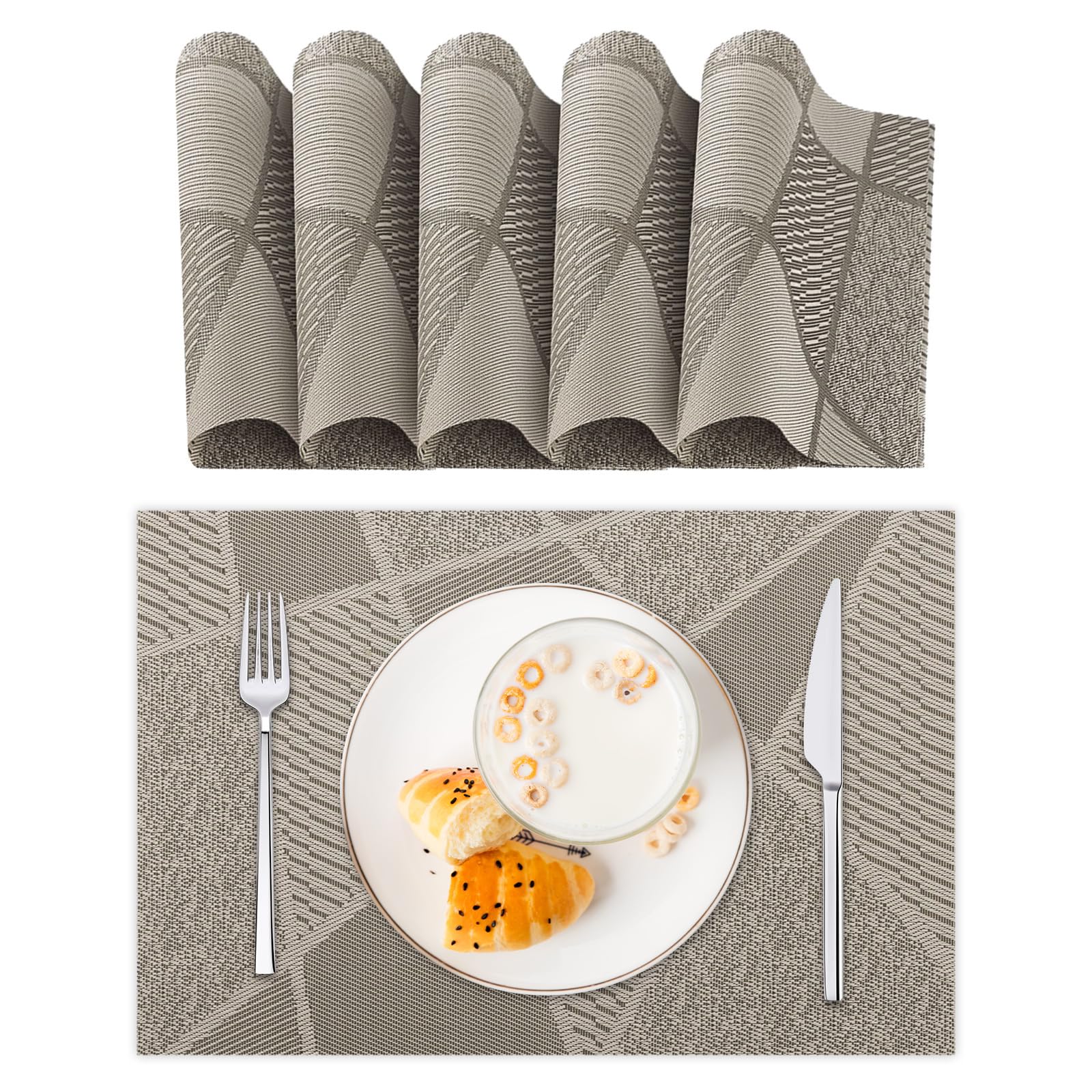 Lot De 6 Sets De Table Lavables Vert - Résistants à La Chaleur, Antidérapants, PVC Polyester