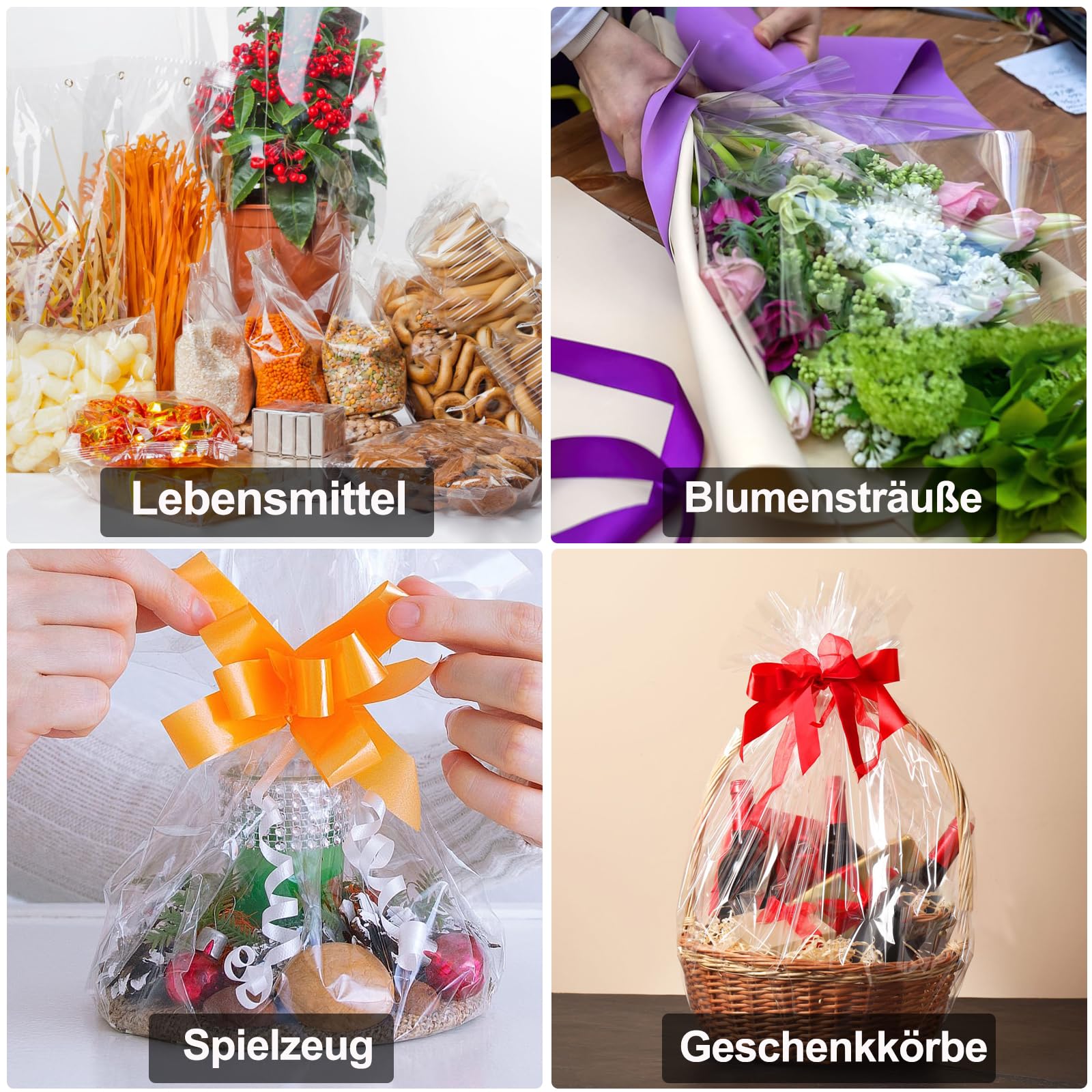 Geschenkfolie Transparent Rolle 44 cm x 30 m, 3 Mil Cellophanfolie Klar, Klarsichtfolie Geschenkfolie für Geschenkkörbe, Blumen, Gebäck & Basteln, Durchsichtiges Geschenkpapier Rolle