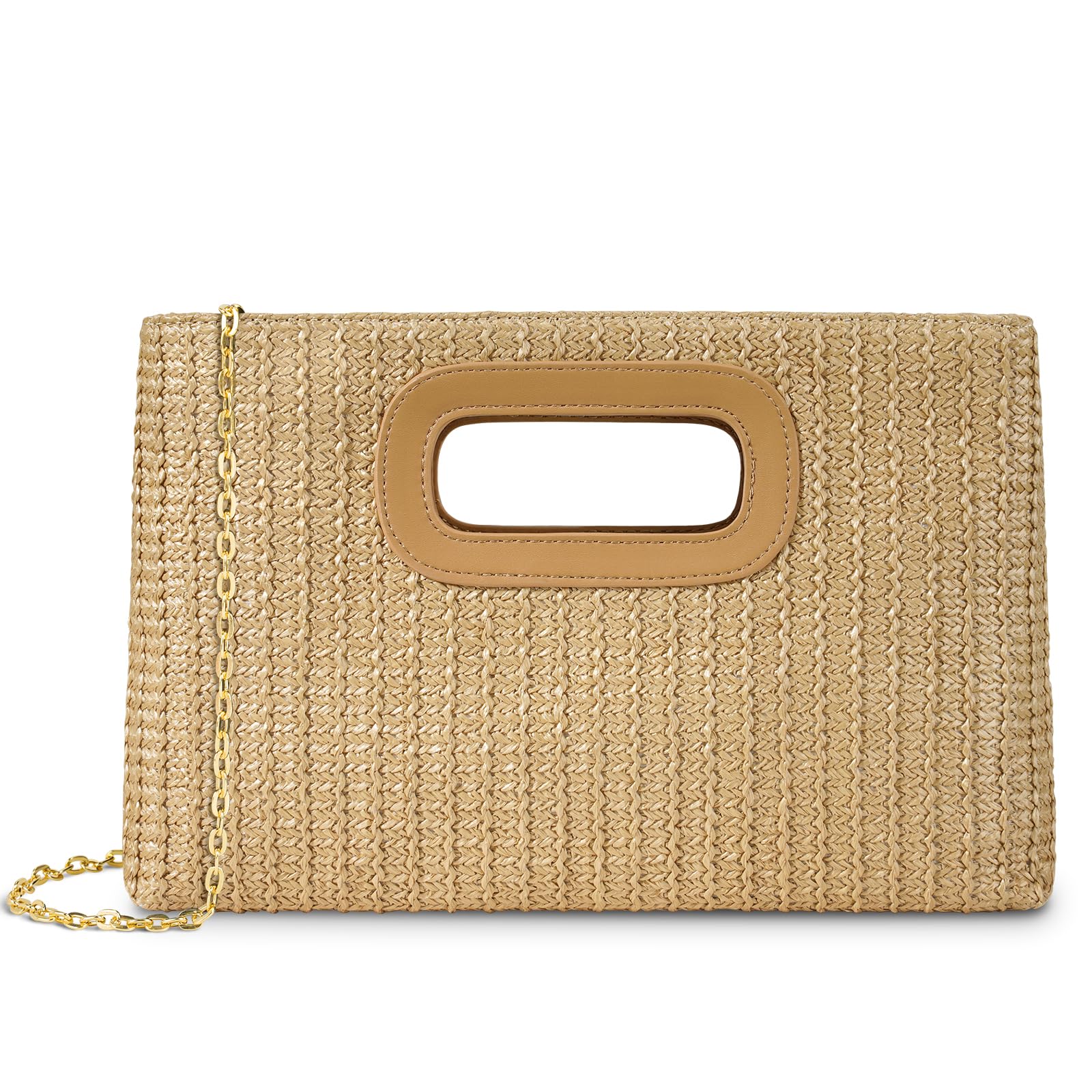 LiadreemStraw Purse Top Handle Clutch Bag, Woven Beach Shoulder Crossbody Bag Raffia Handbag Raffia Summer Vacation Tote