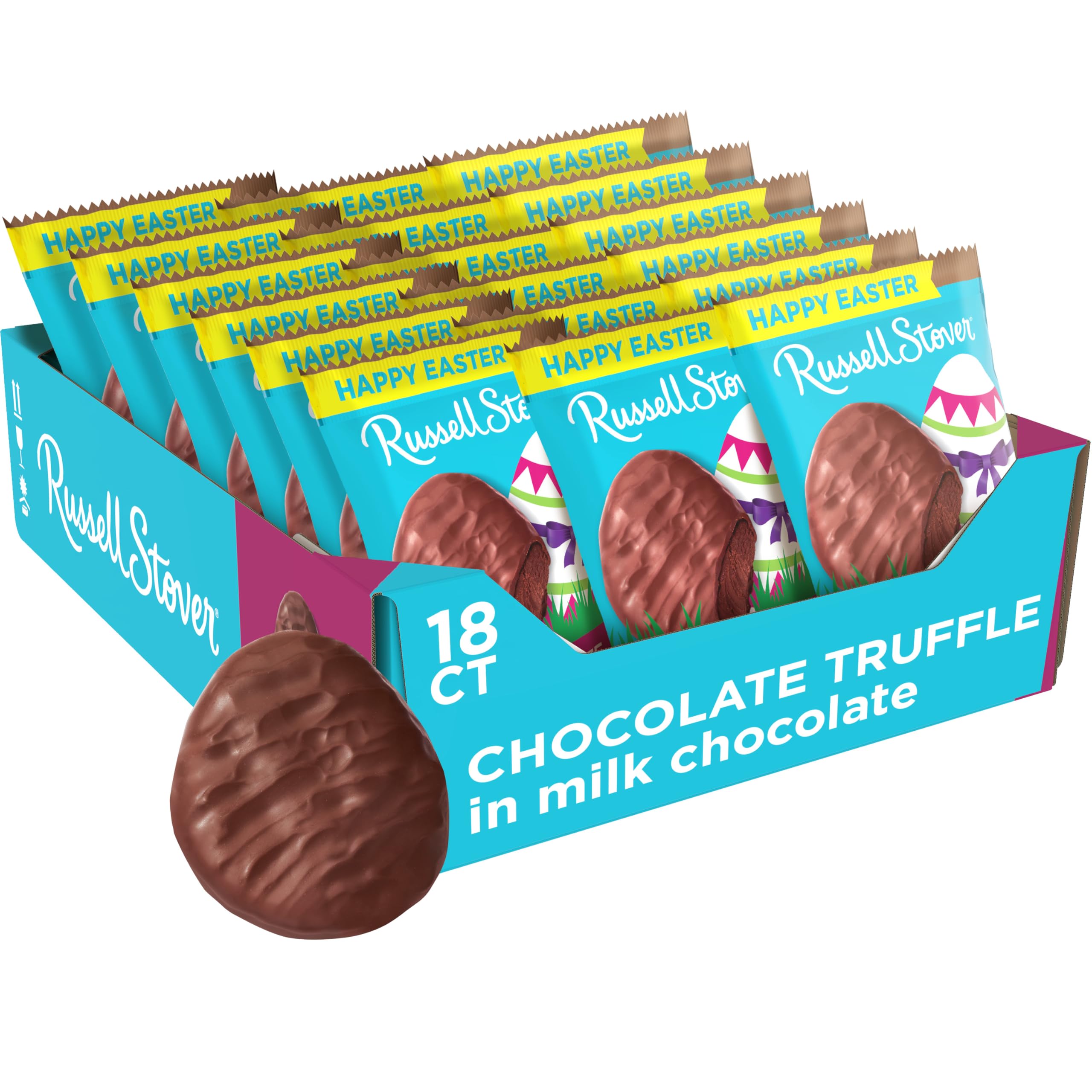 RUSSELL STOVER Easter Chocolate Truffle Milk Chocolate Easter Egg, 1.3 oz. (Pack of 18)